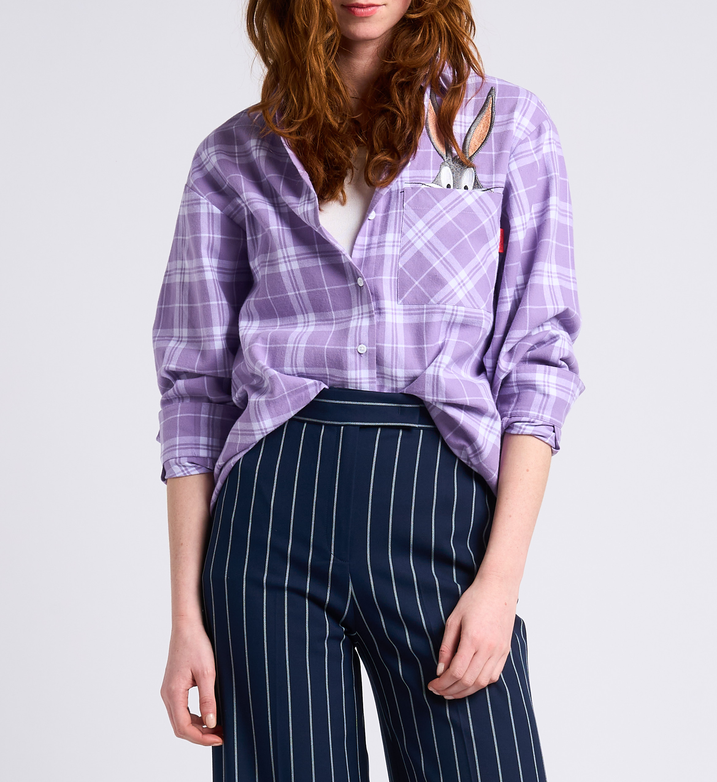 Kariertes Baumwollhemd mit klassischem Kragen MAX&Co. Violett