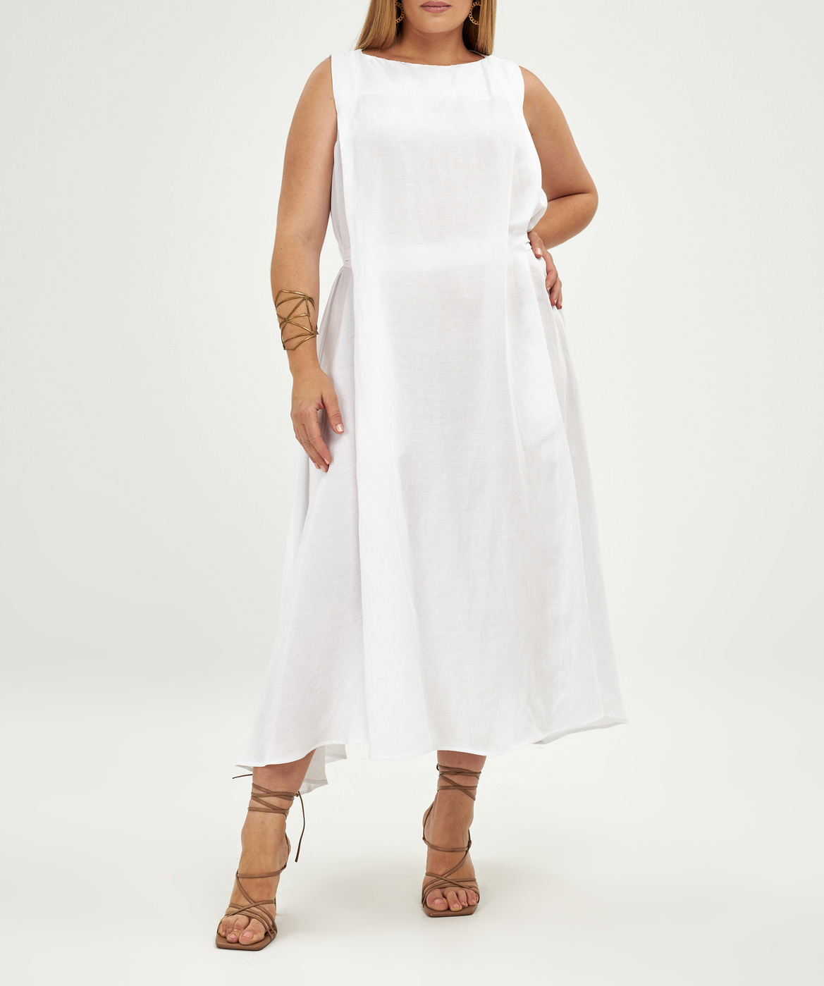 Long round-neck dress MAT FASHION White