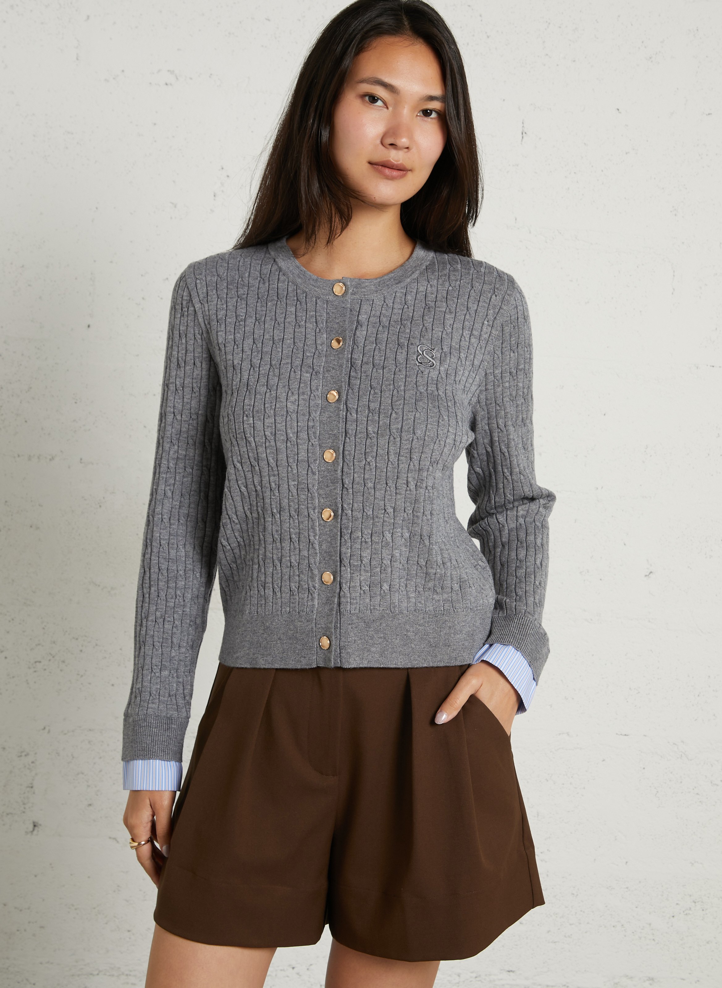 Cardigan with classic collar SUNCOO Grey