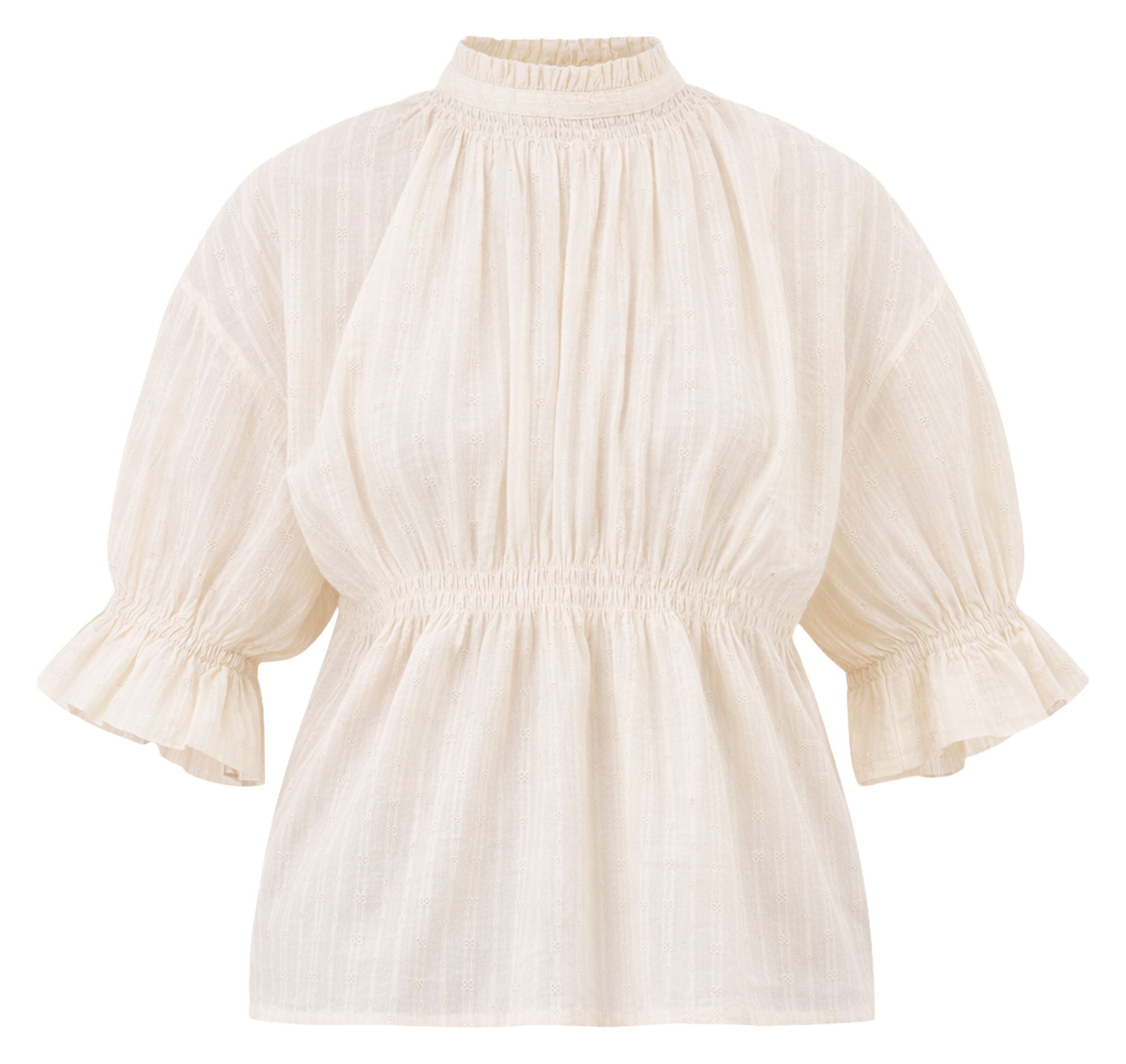 Blouse col montant en coton BY BAR Beige