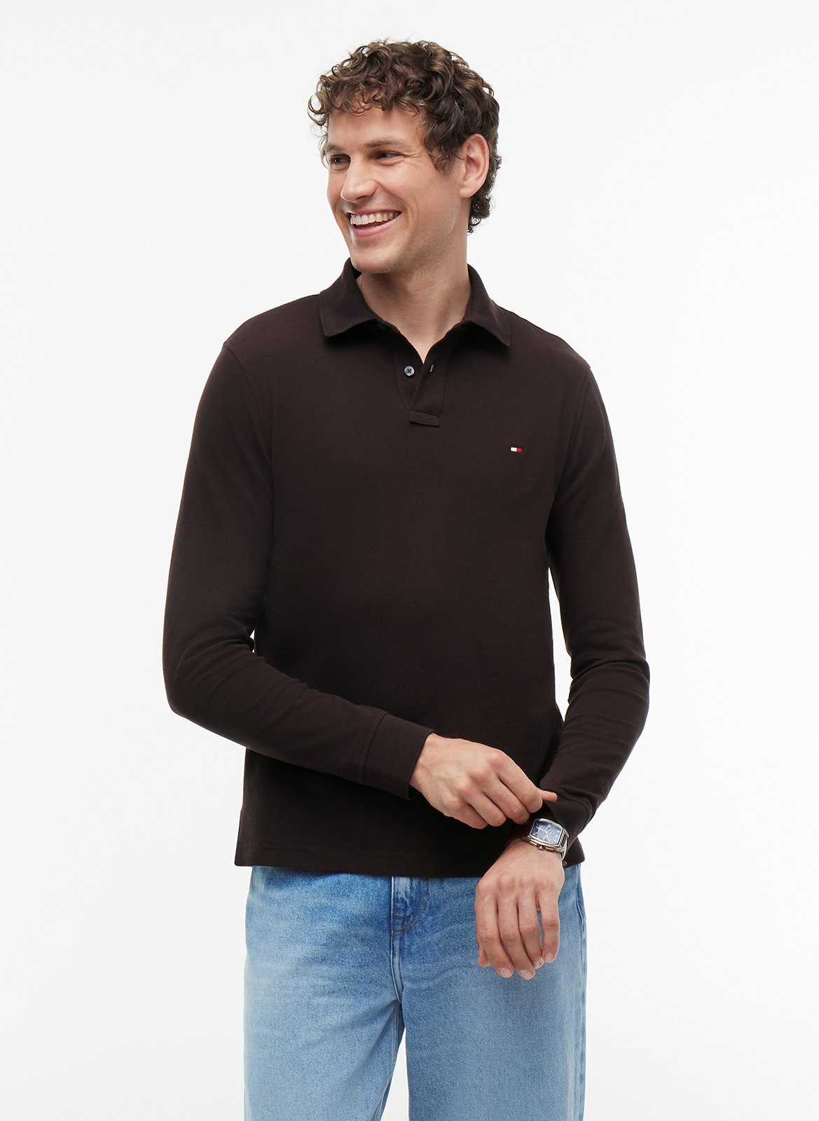 Polo regular-fit en coton bio mélangé  TOMMY HILFIGER Marron
