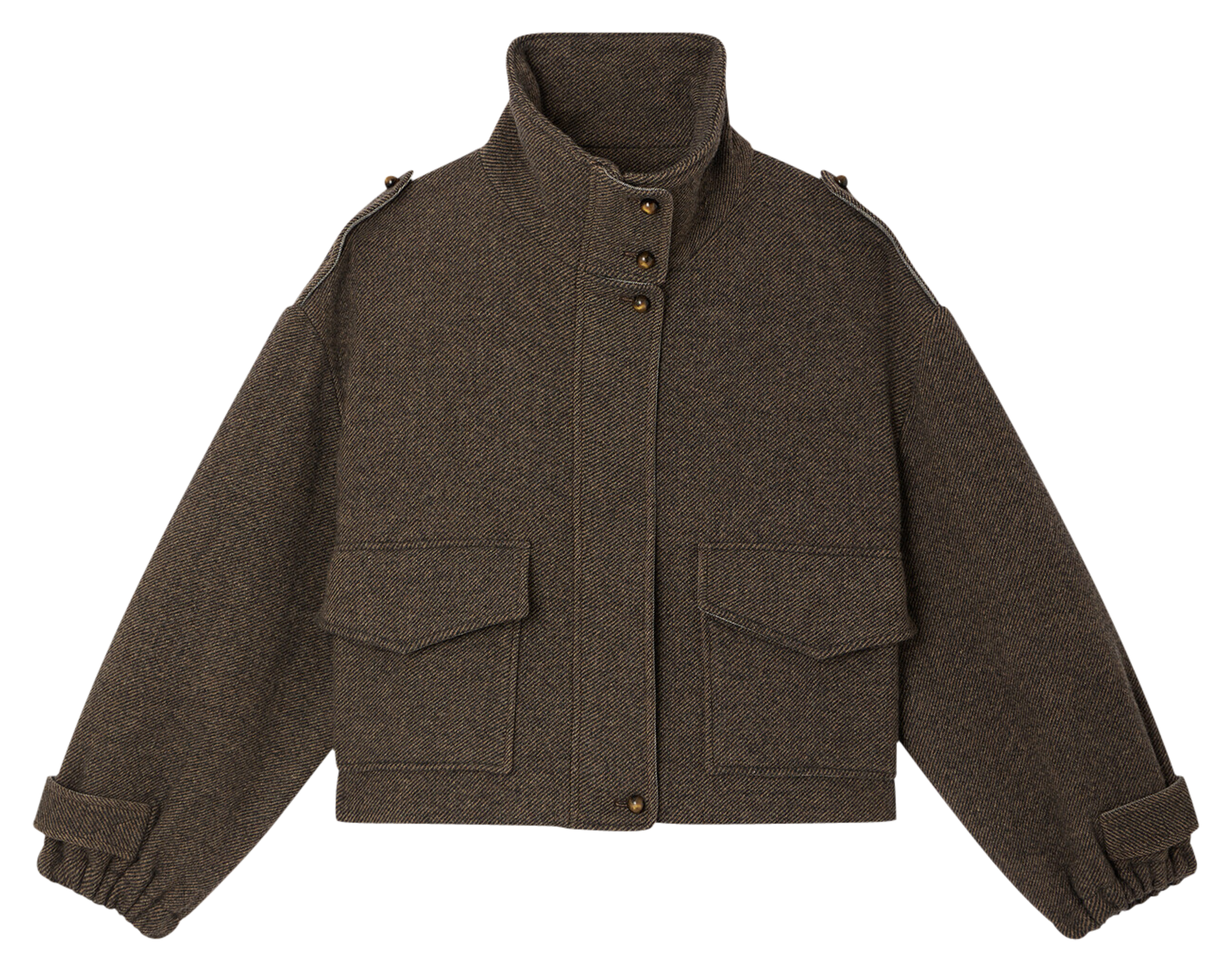 High-neck wool-blend jacket SESSUN Khaki
