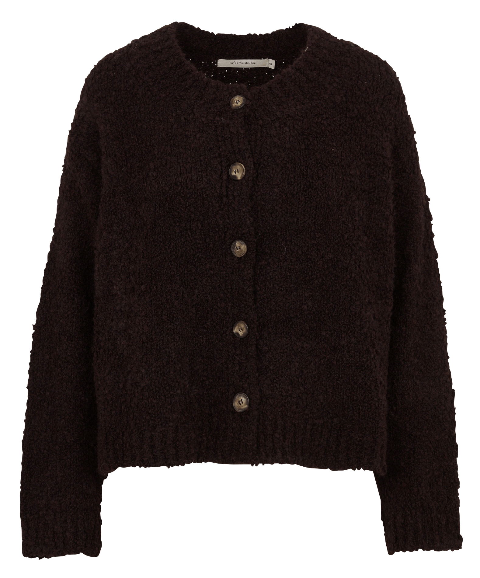 Gilet oversize col rond en maille LA FEE MARABOUTEE Marron