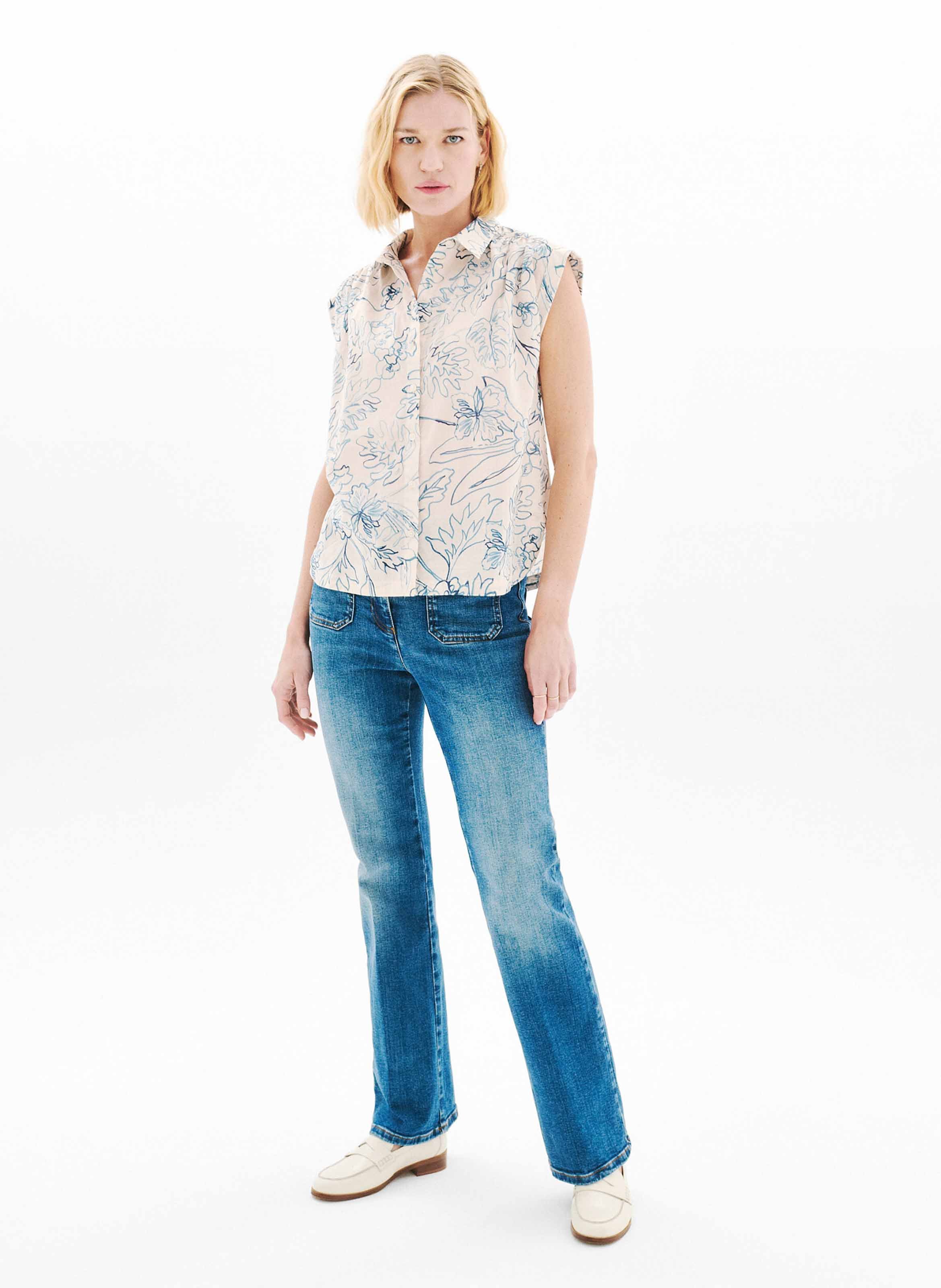 Sleeveless patterned blouse CAROLL White