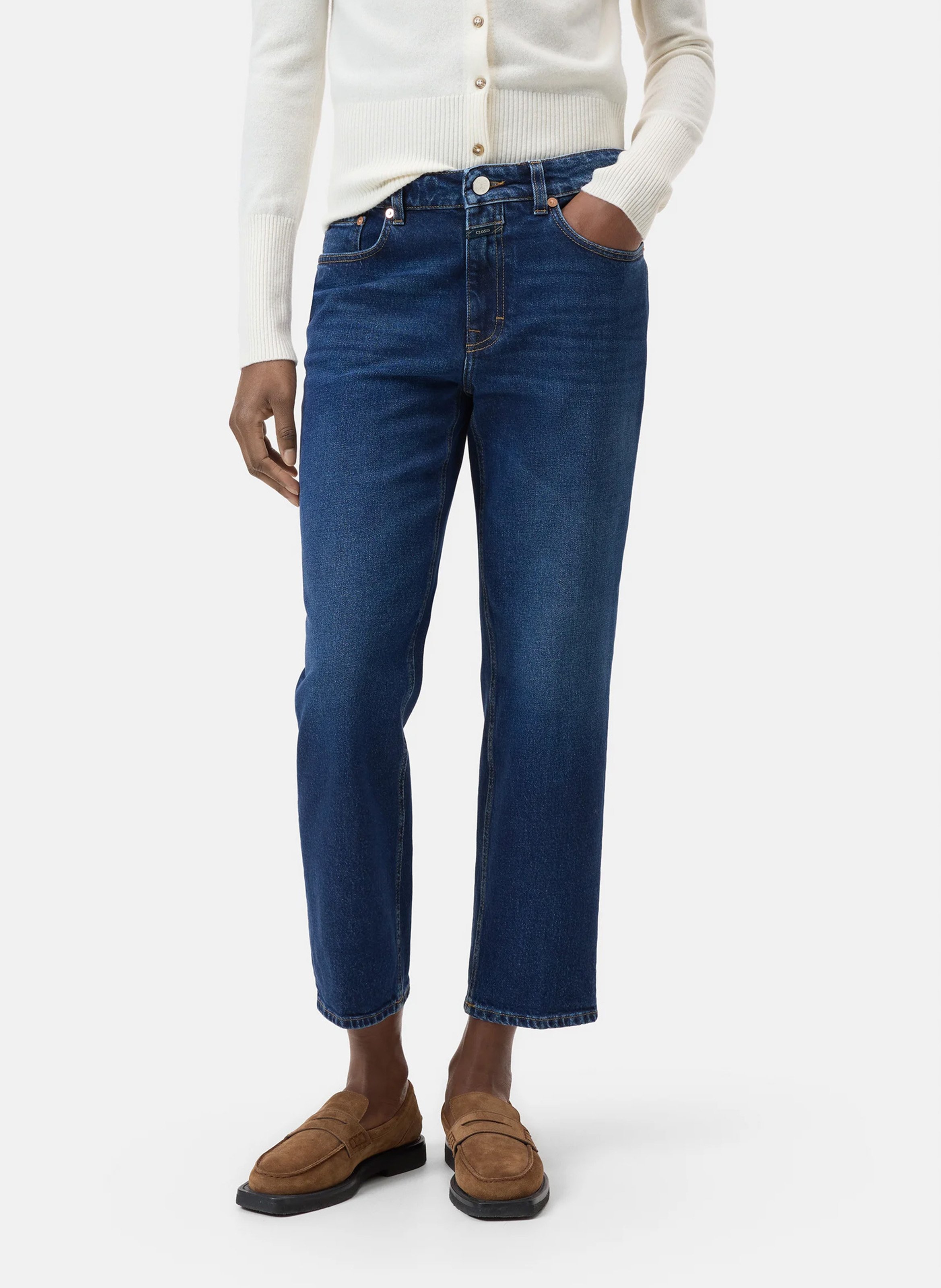 Cotton-blend straight-leg jeans CLOSED Blue