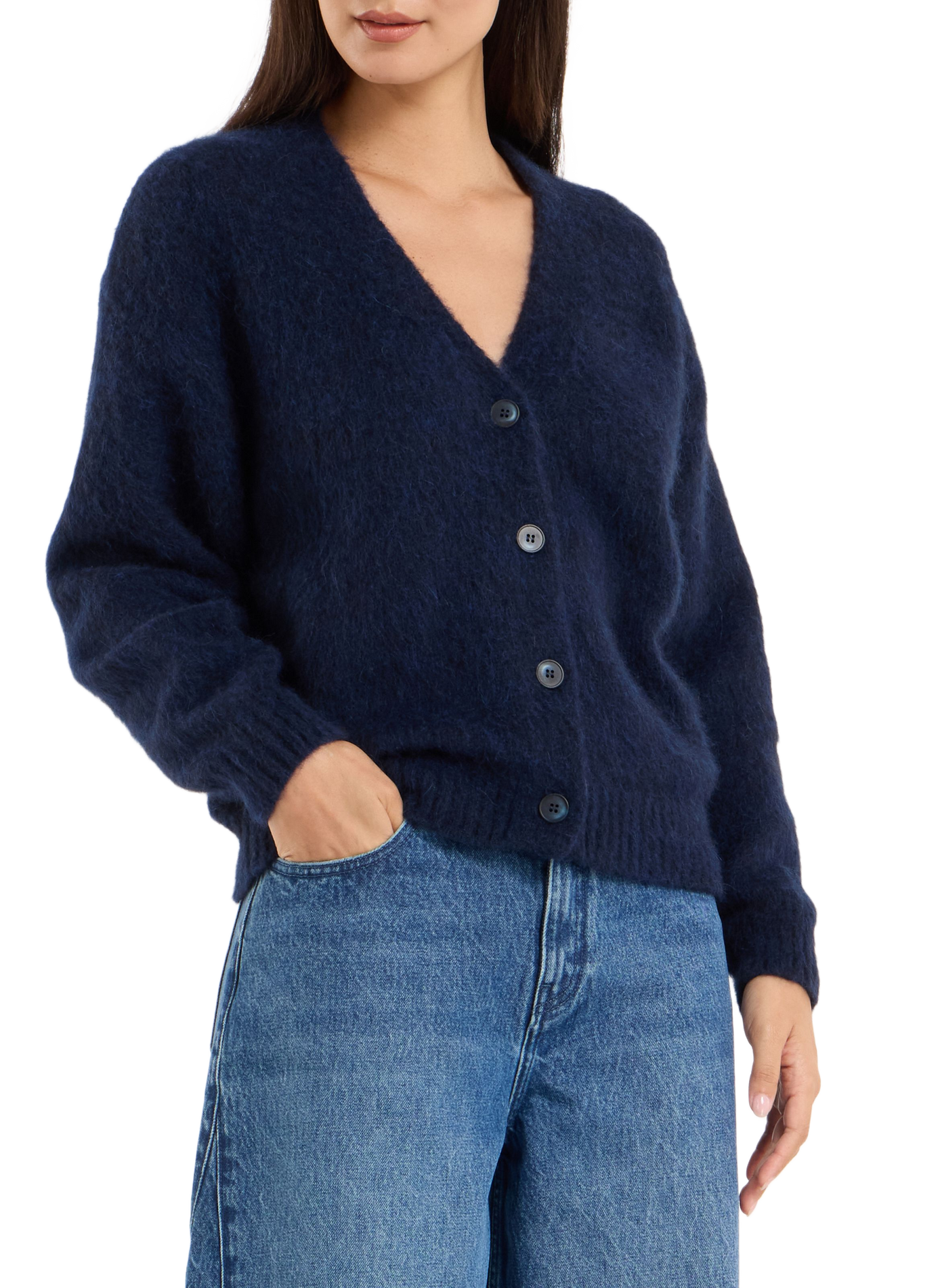 Wool-blend V-neck cardigan SAISON 1865 Blue