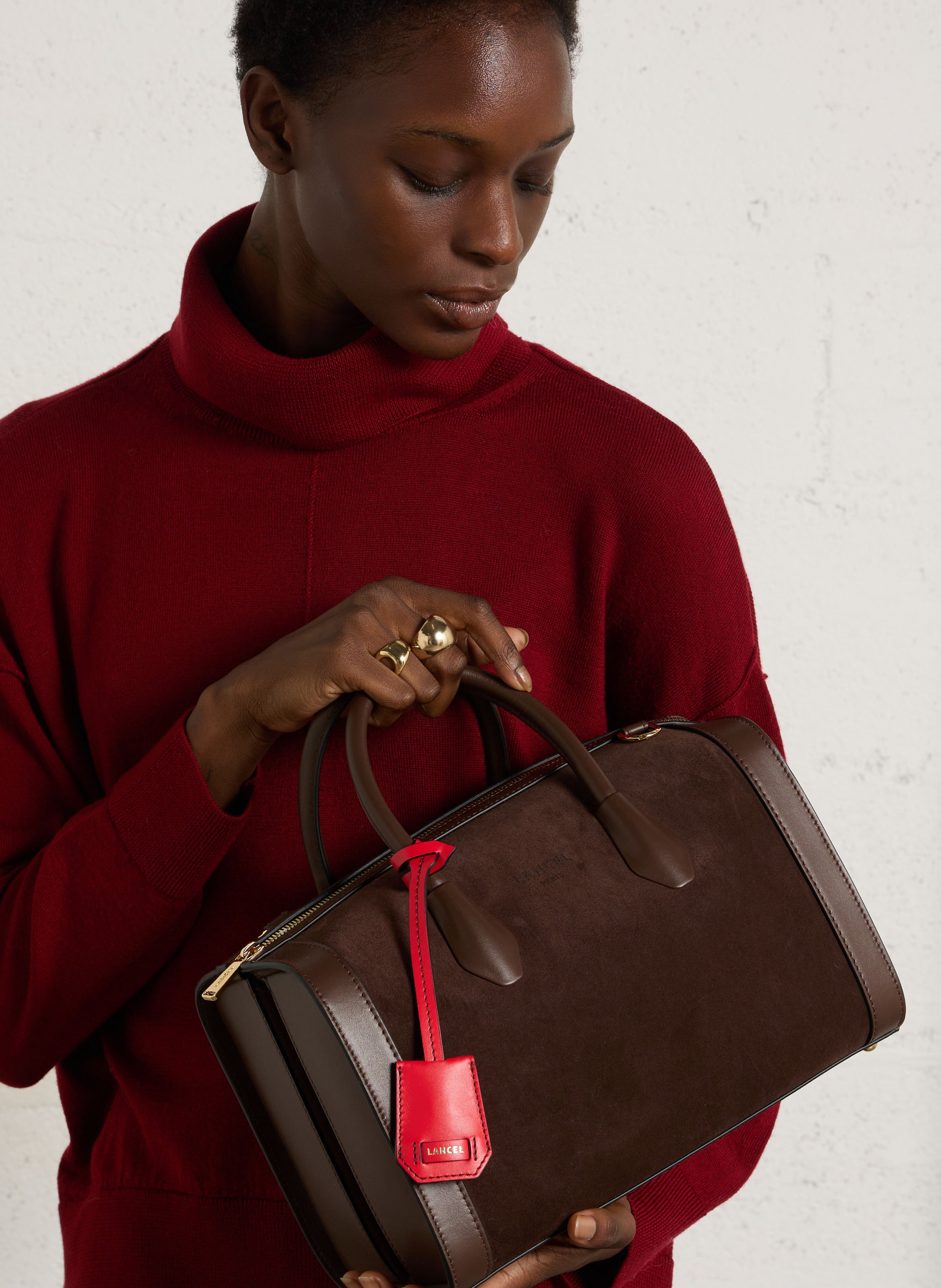 Leren bowlingtas LANCEL Bruin