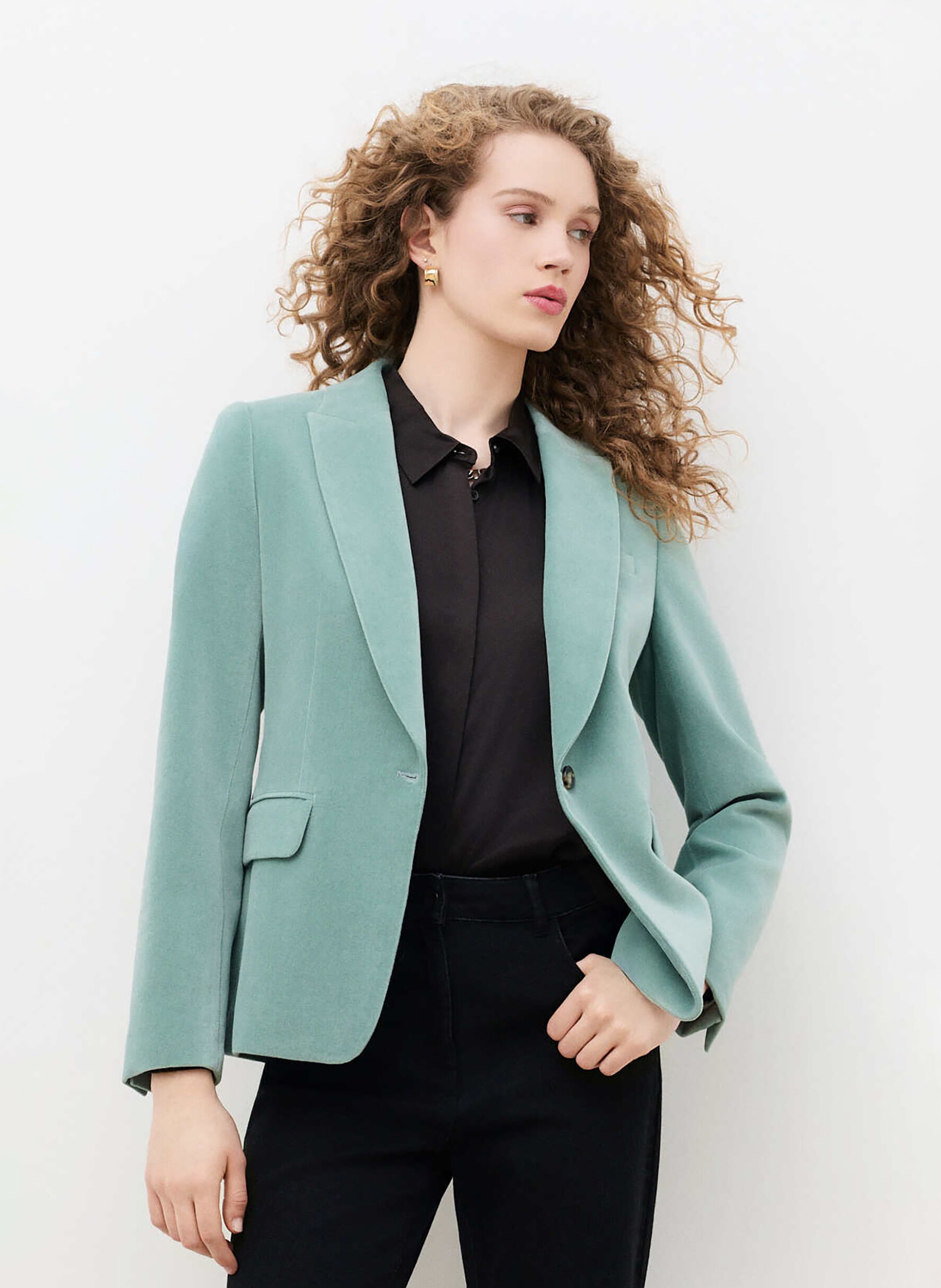 Velvet-effect cotton suit jacket CAROLL