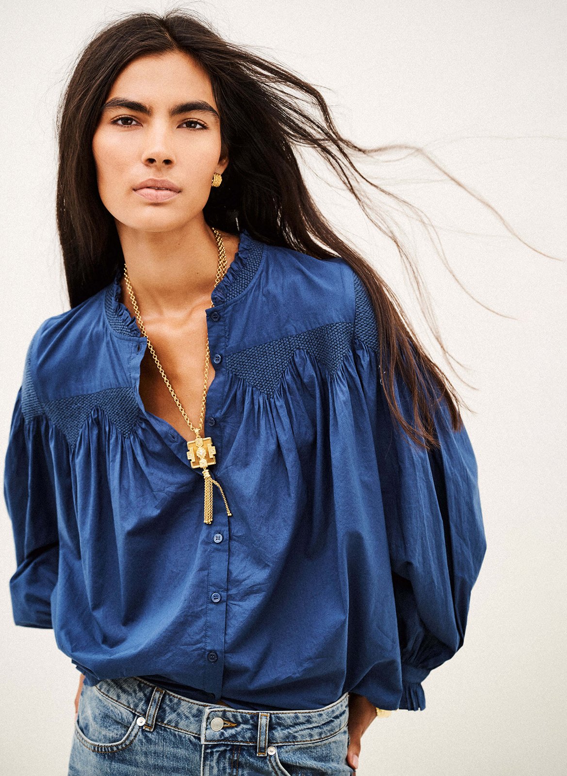 Chemise ample à broderie en coton BA&SH
