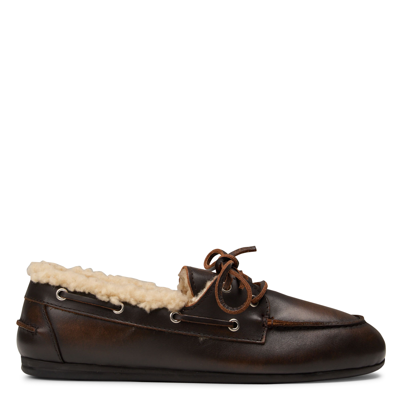 Mocassins fourrés à lacets en cuir mélangé POSA Marron