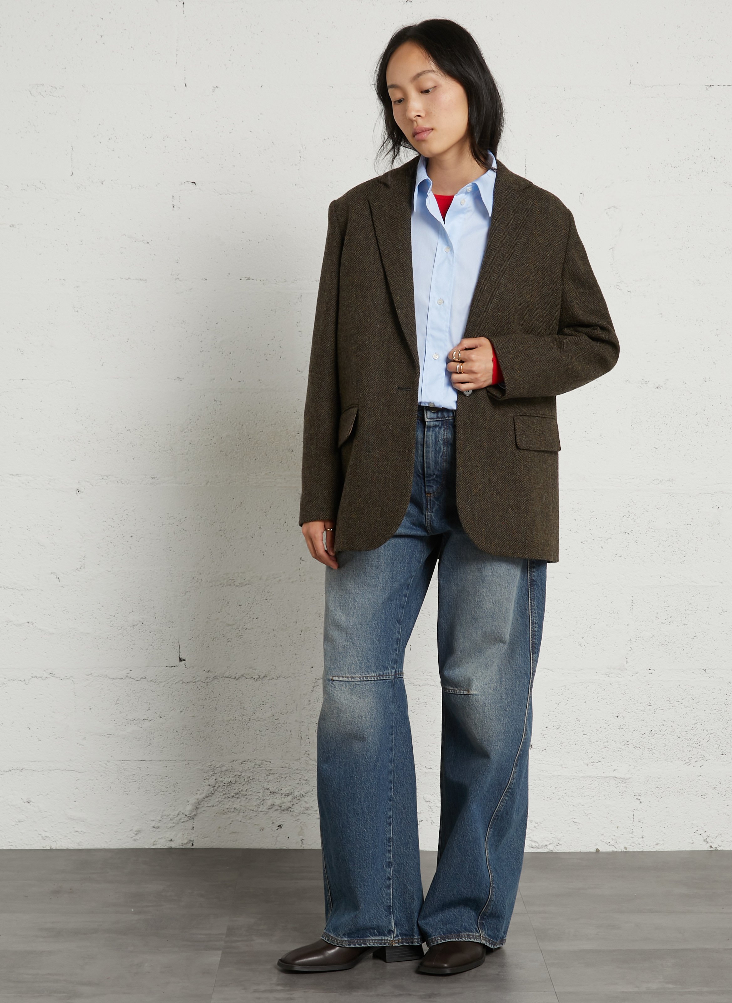 Veste droite en laine SOEUR Marron