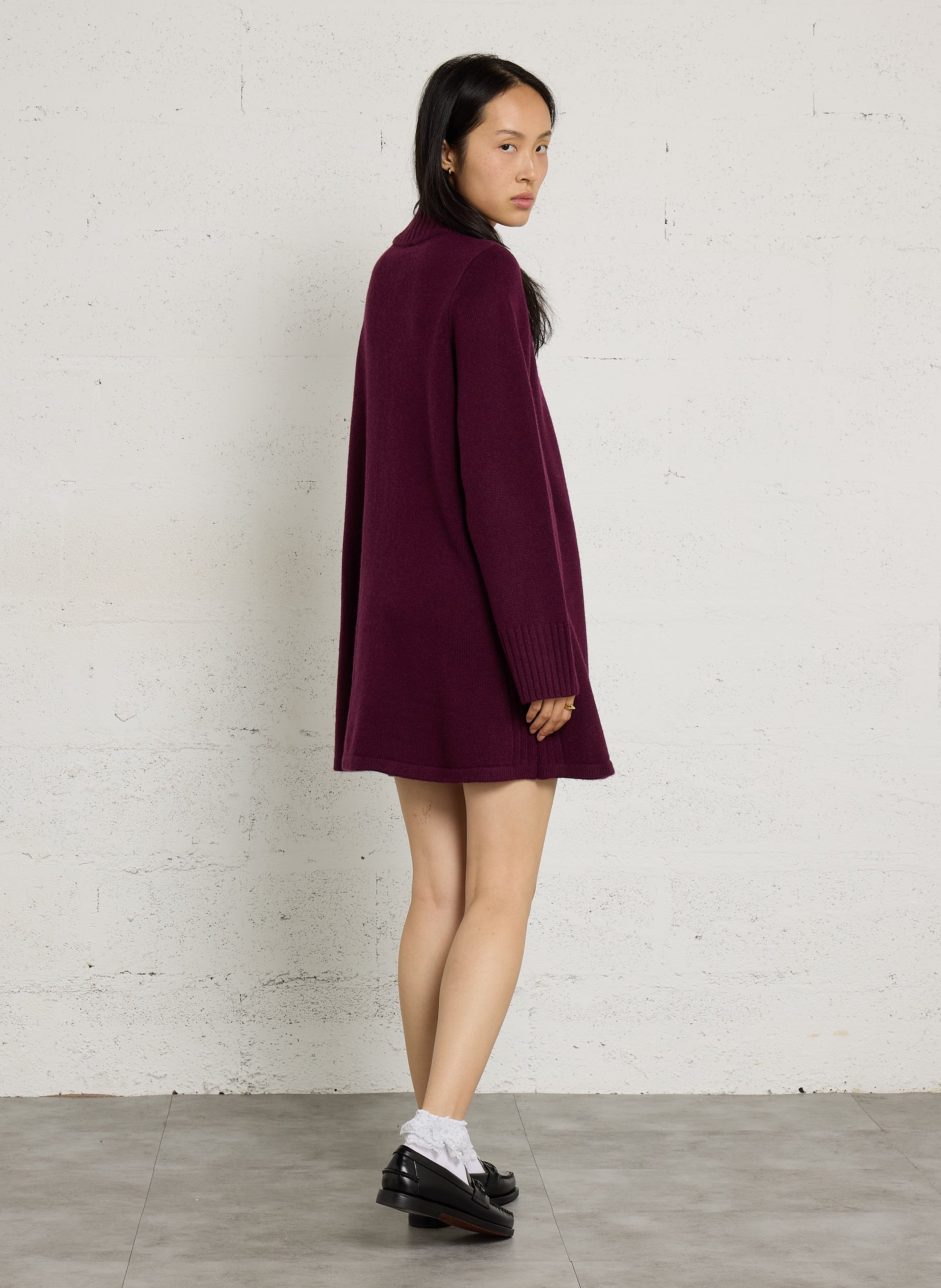 Wollen trui-jurk met opstaande kraag PETITE MENDIGOTE Violet