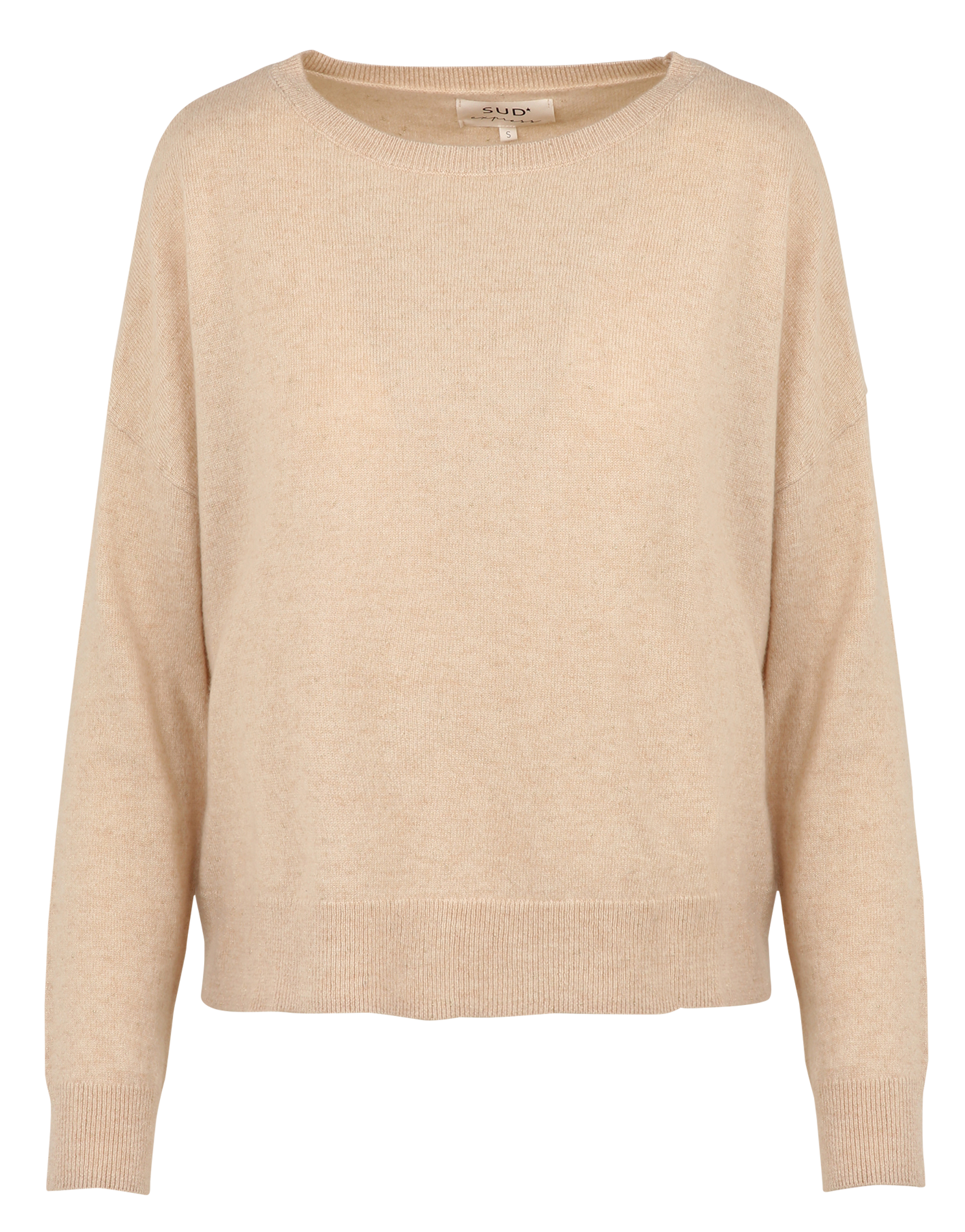 Loose-Fit Metallic Cashmere Crew-Neck Sweater SUD EXPRESS Beige