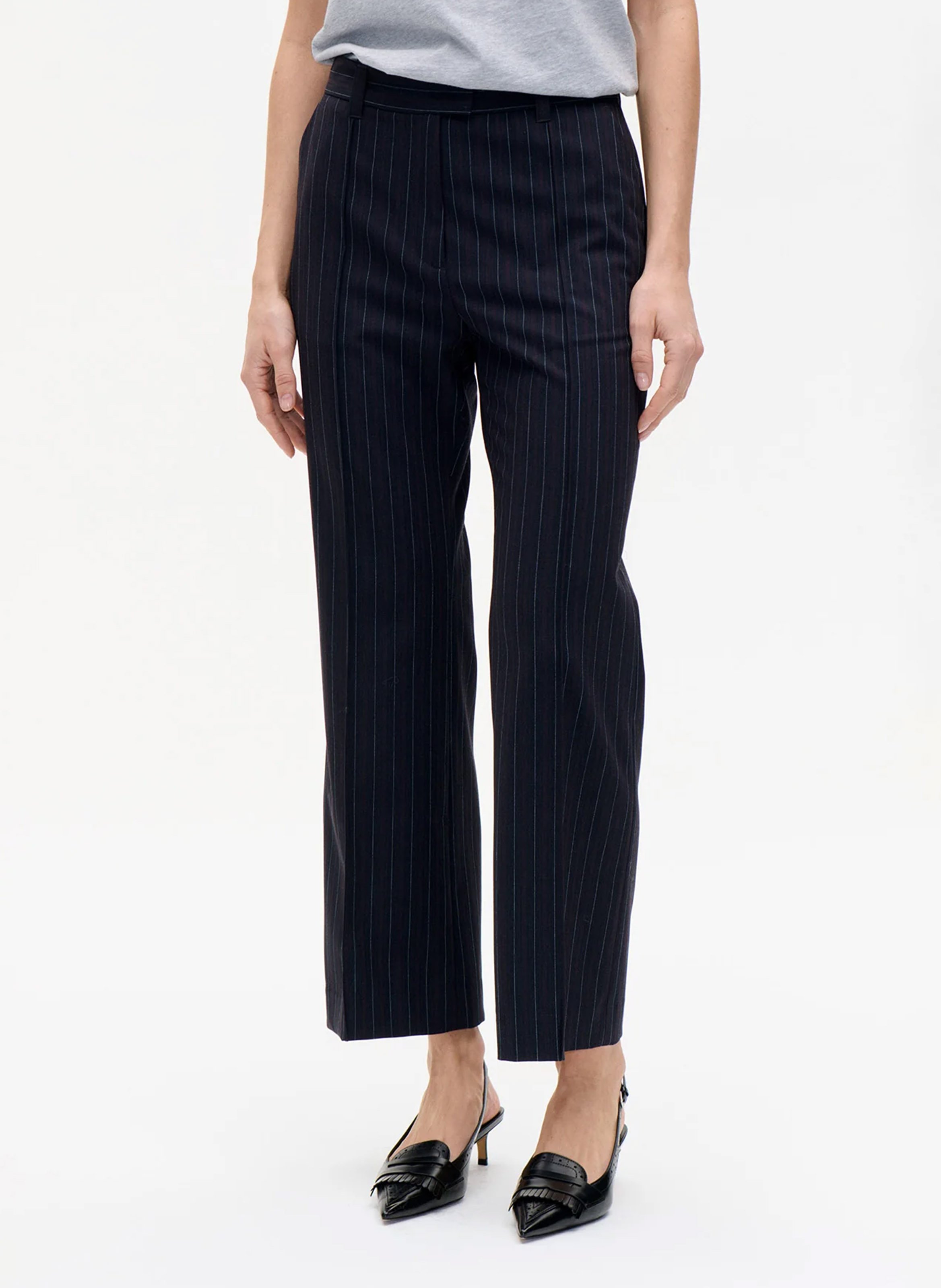 Soepelvallende broek met rechte pijpen en strepen BAUM UND PFERDGARTEN Blauw