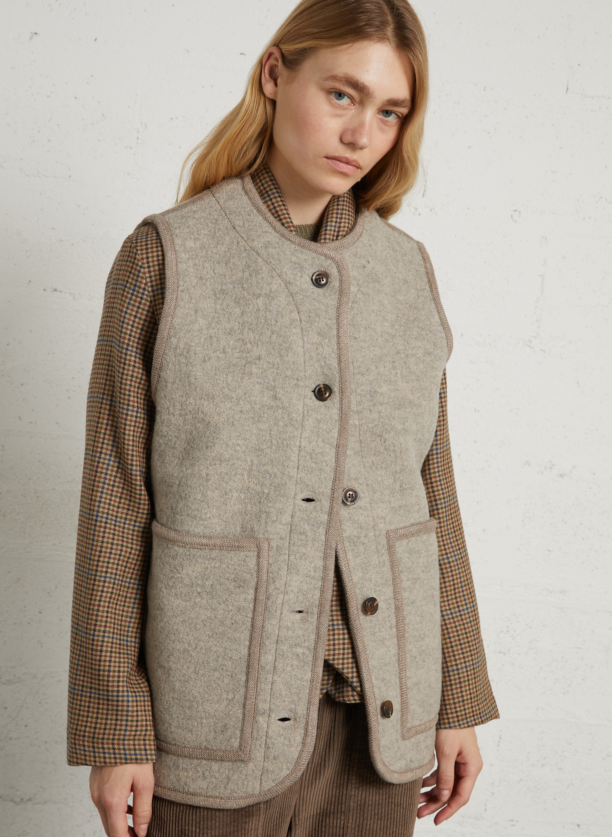 Round neck wool jacket SOEUR Beige