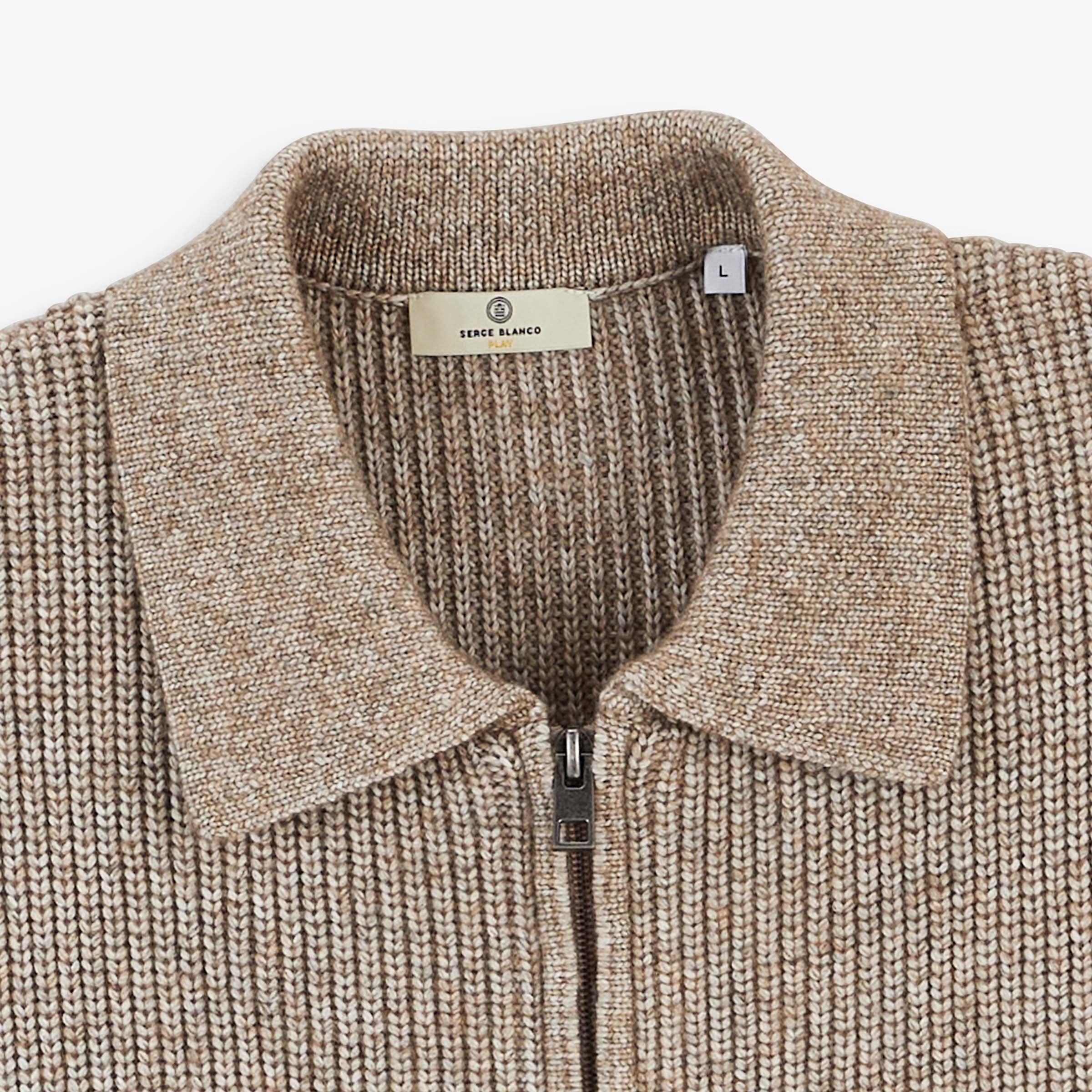 Chunky knit zip-up cardigan SERGE BLANCO Beige