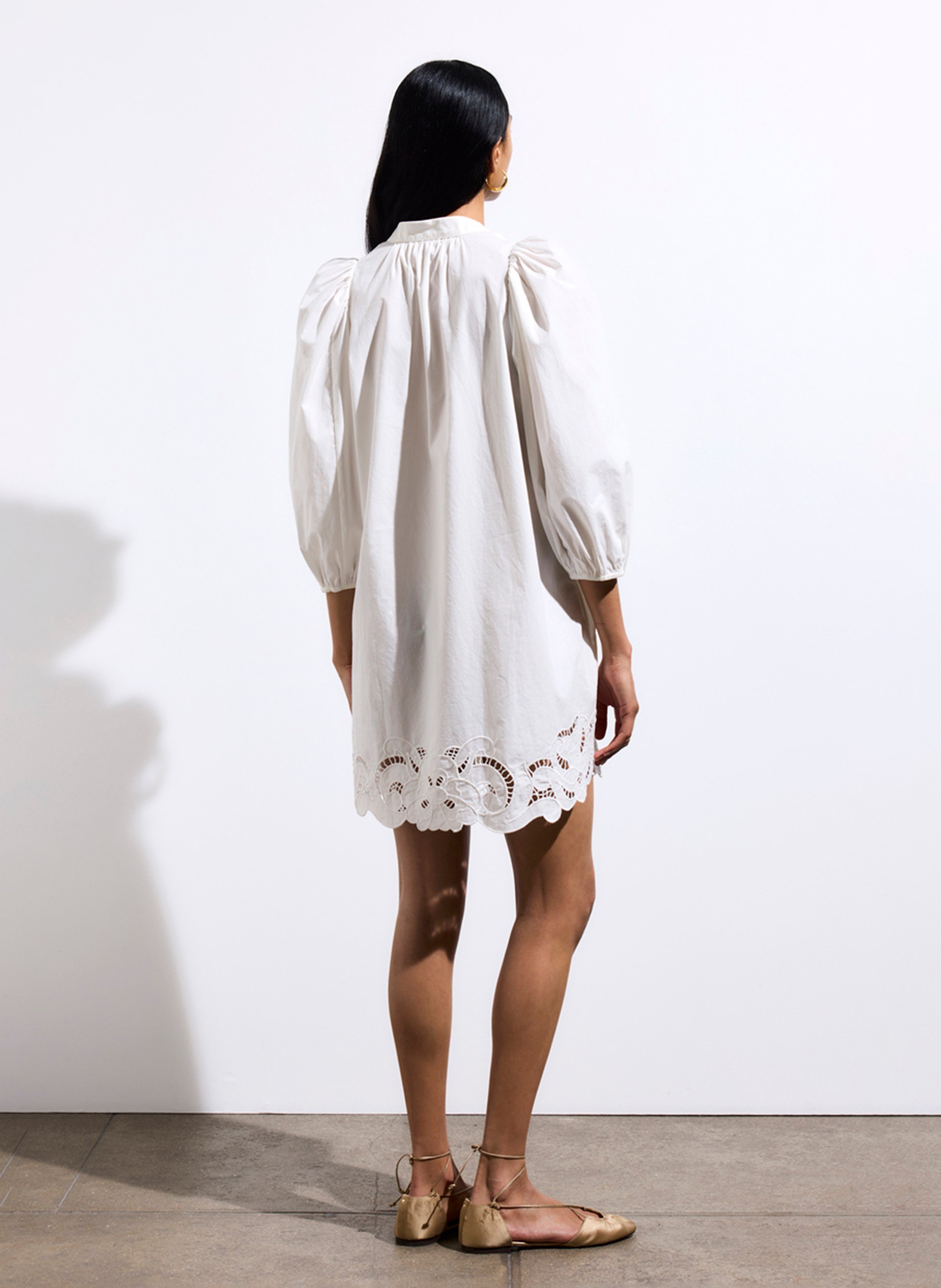 Short 3/4-sleeved cotton dress VANESSA BRUNO White