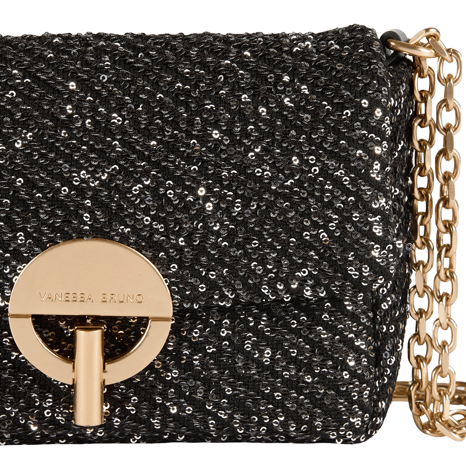 Sequin shoulder bag in wool blend VANESSA BRUNO Black