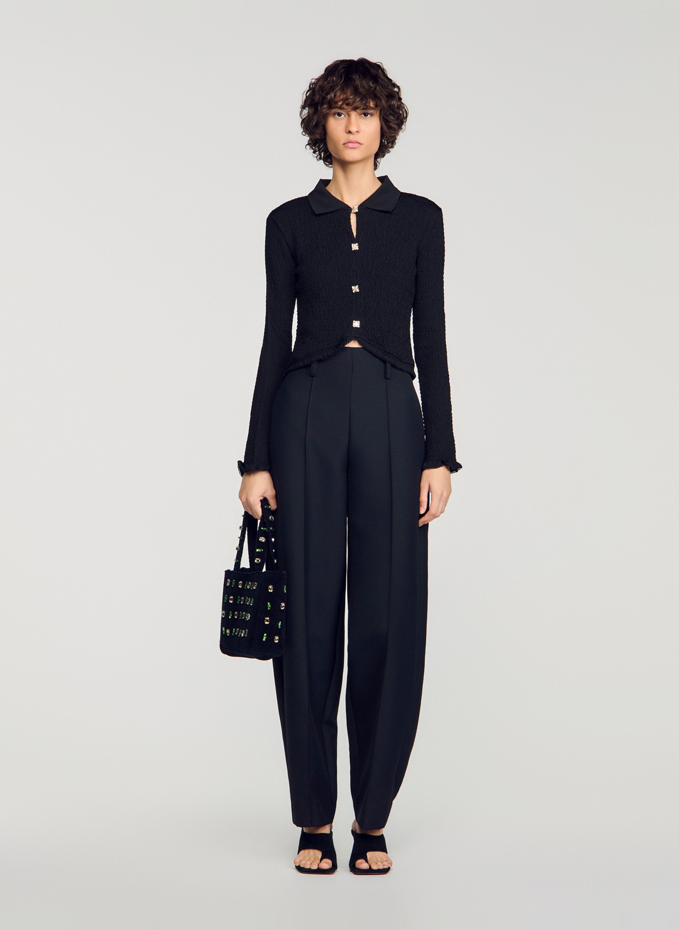 Top droit col classique boutonné SANDRO Noir