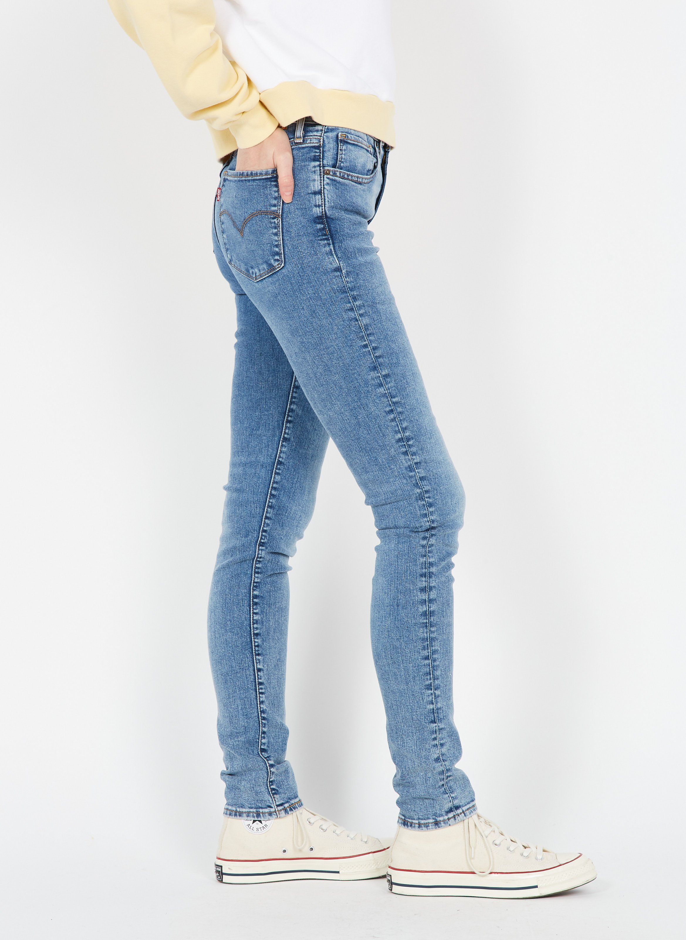 Jean skinny en coton LEVI'S Jean Délavé
