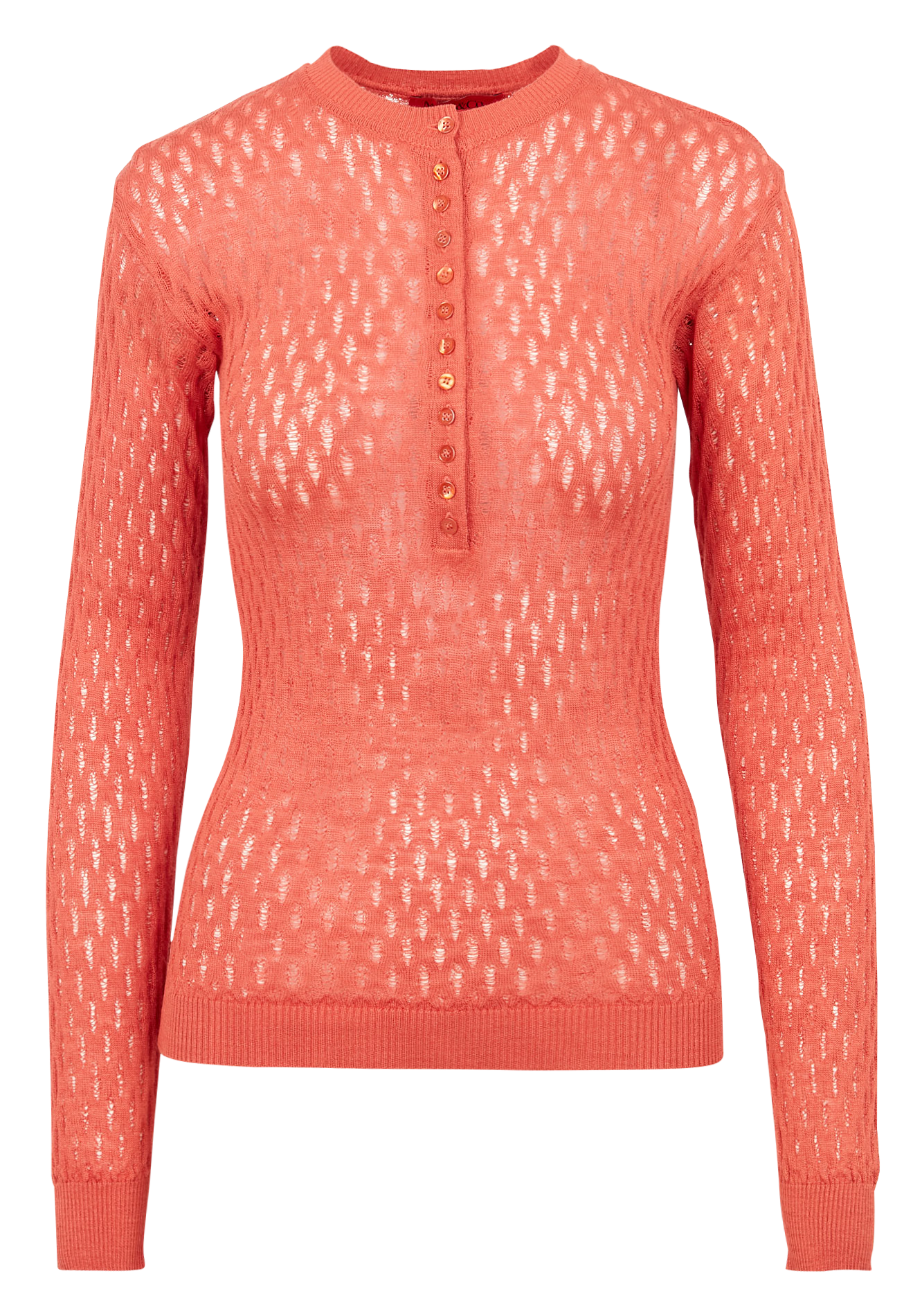 Round-neck openwork knit top MAX&Co. Orange