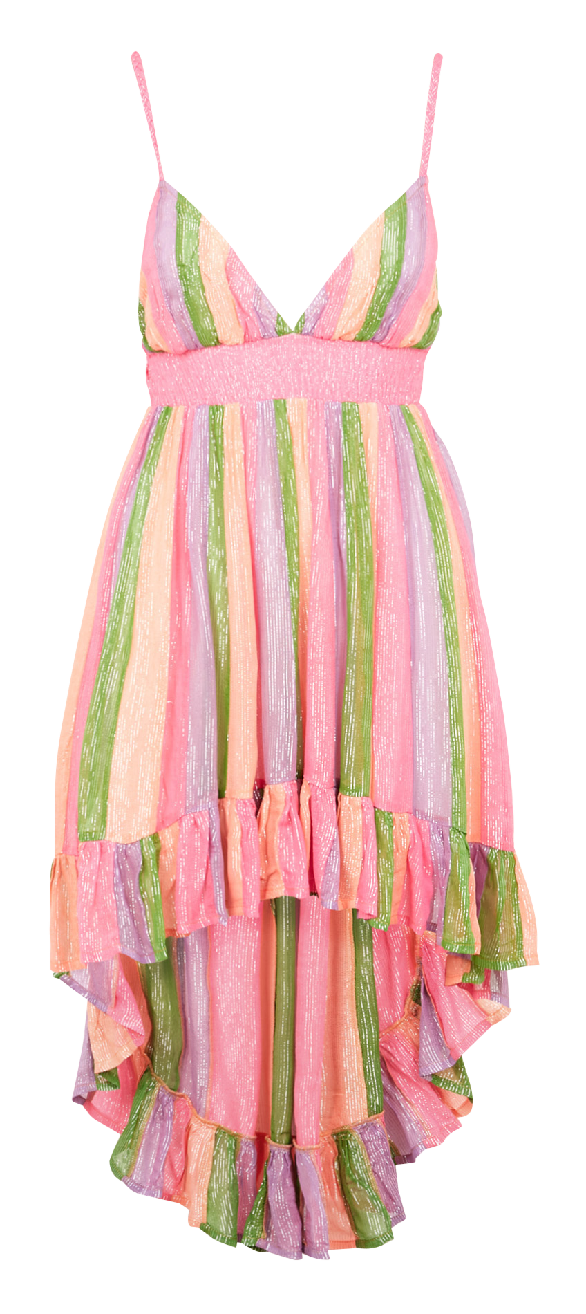 Korte jurk met V-hals en glansdraad SUNDRESS Roze