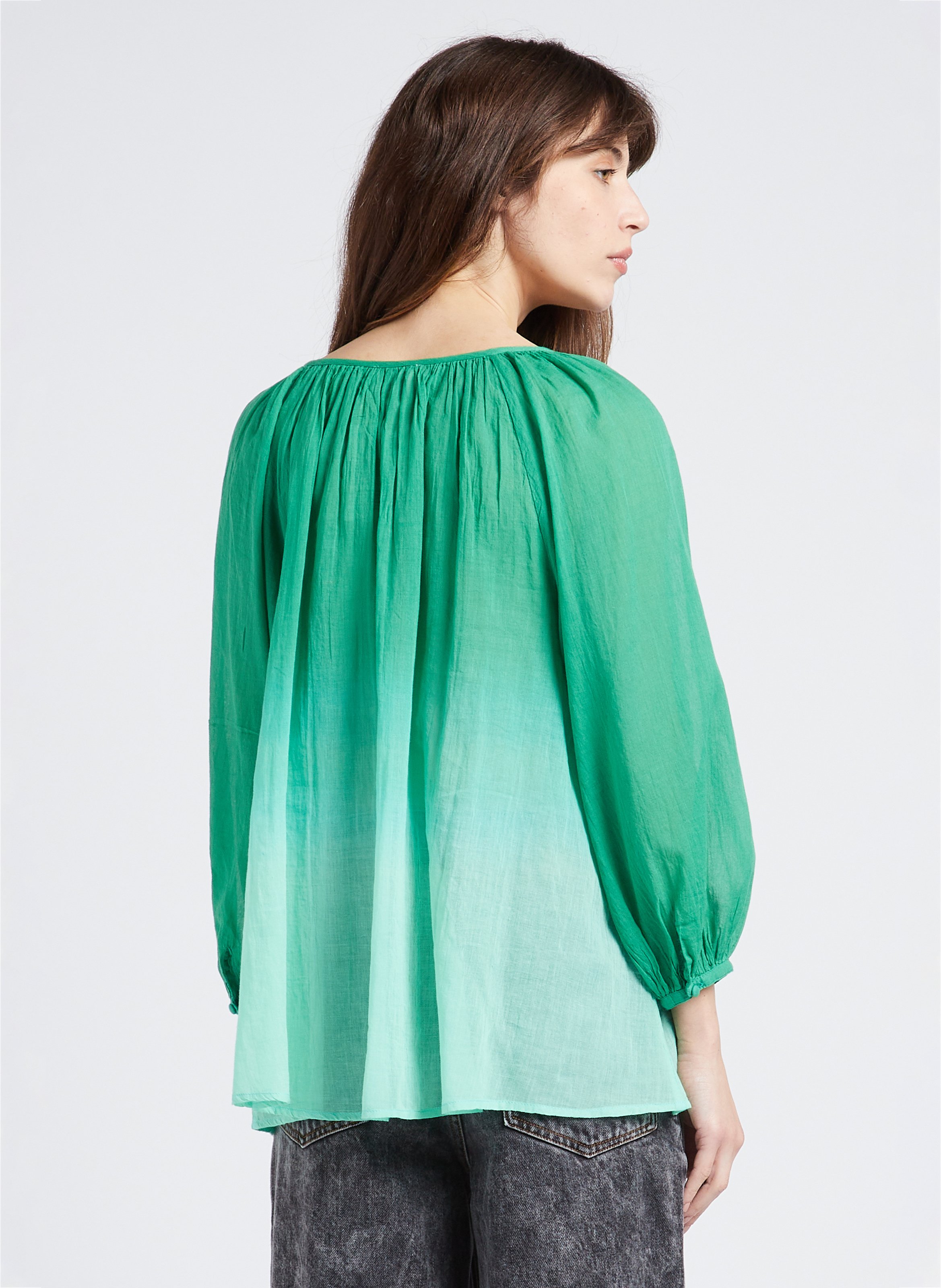 Sheer cotton blouse SWILDENS Green