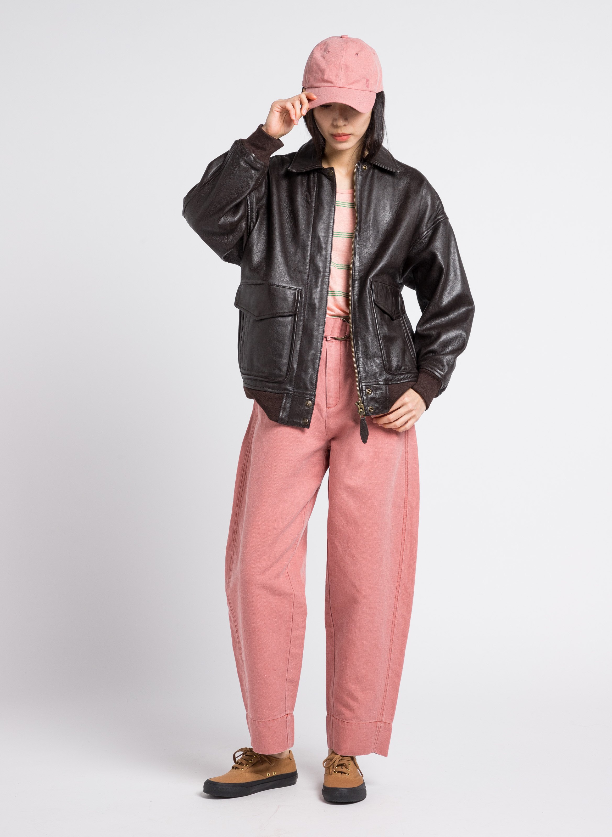 Oversize-Lederblouson SCHOTT Braun