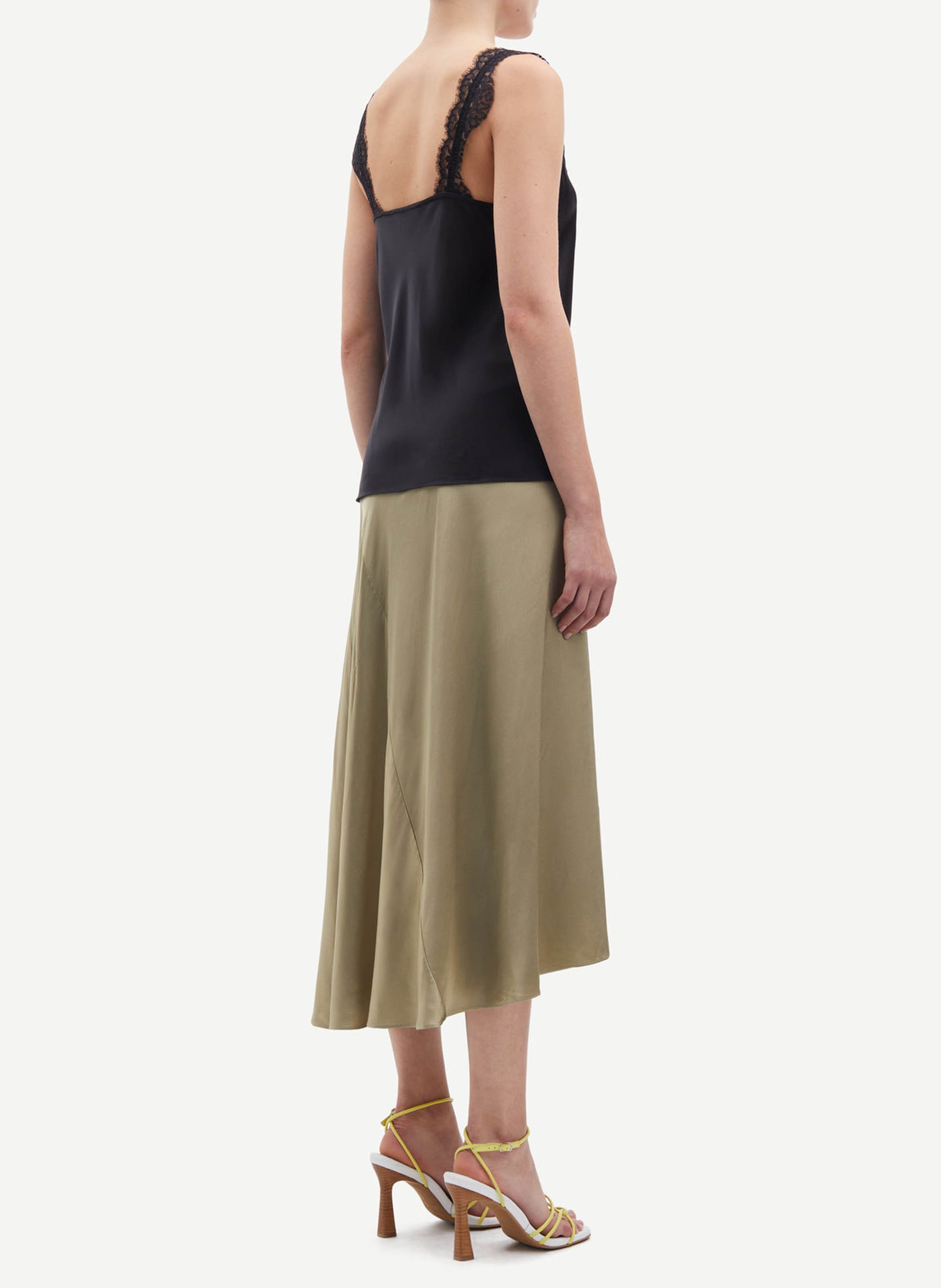 Straight V-neck lace top SAMSOE SAMSOE Black