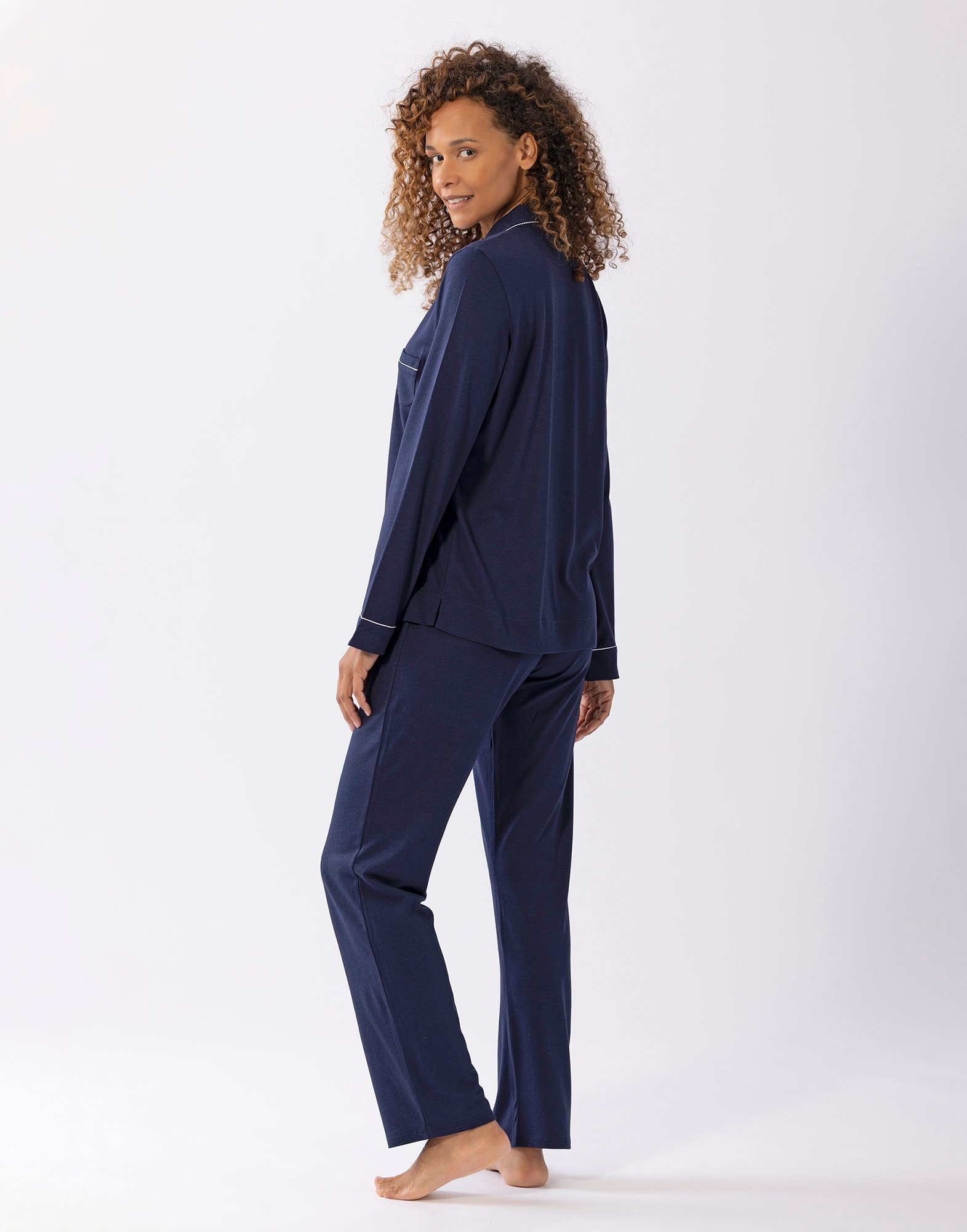 Buttoned cotton modal pajamas LE CHAT Blue