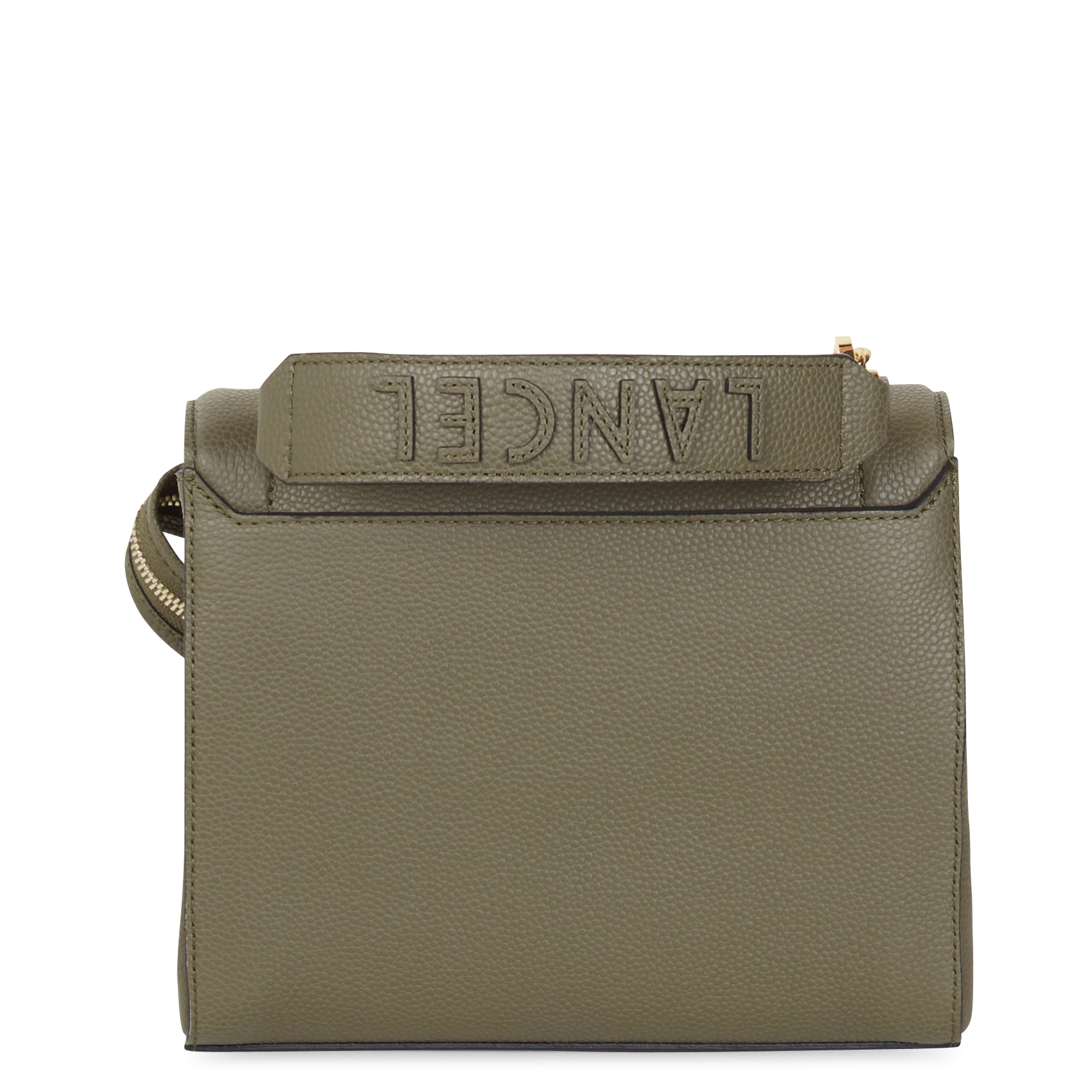 Sac à rabat en cuir grainé LANCEL Kaki