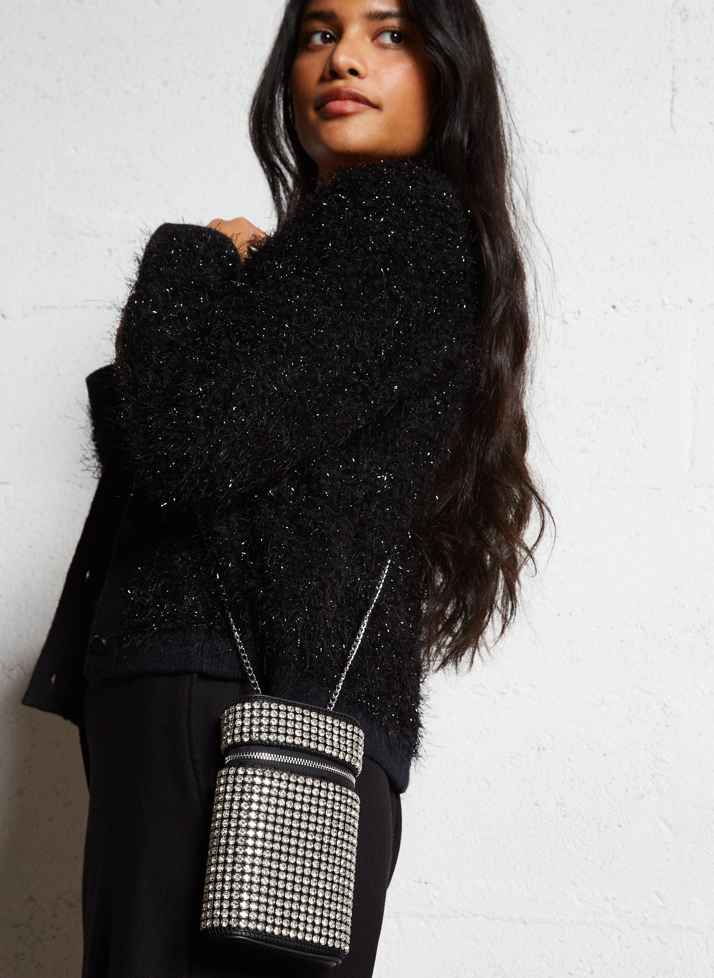 Pochette téléphone à strass AU PRINTEMPS PARIS Noir