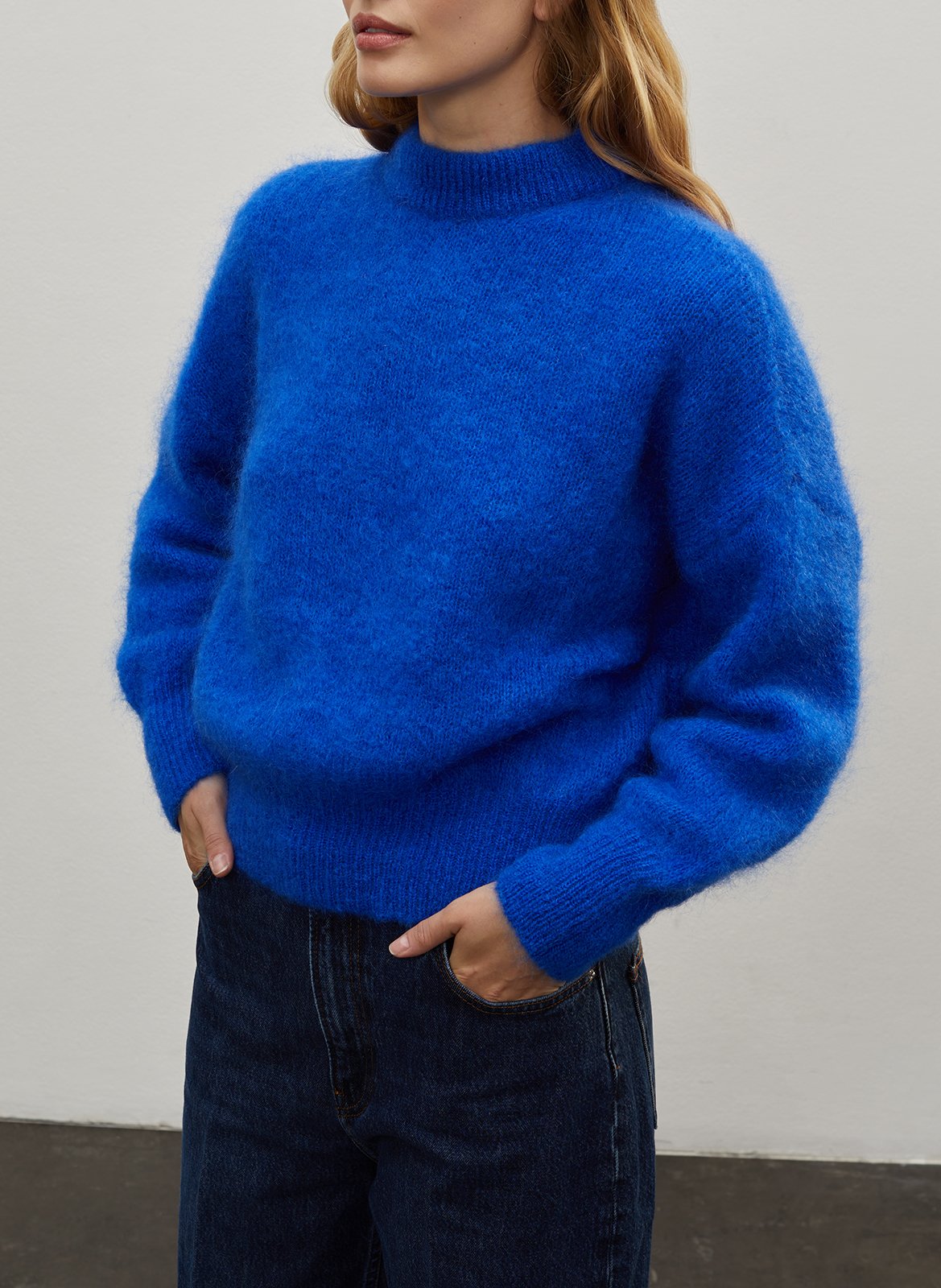 Pull col rond en laine mélangée SURPRISE Bleu