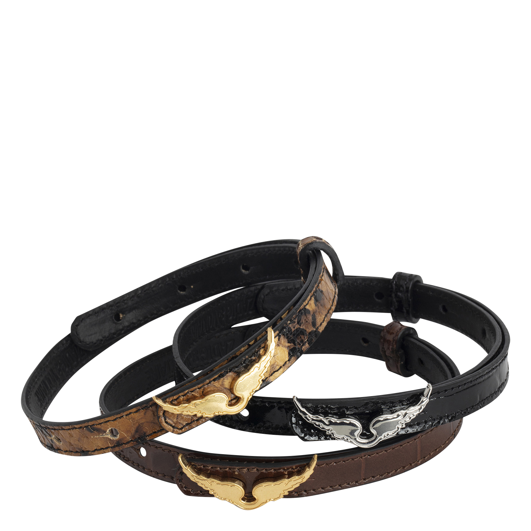 Bracelet cuir avec aile en métal ZADIG&VOLTAIRE Marron