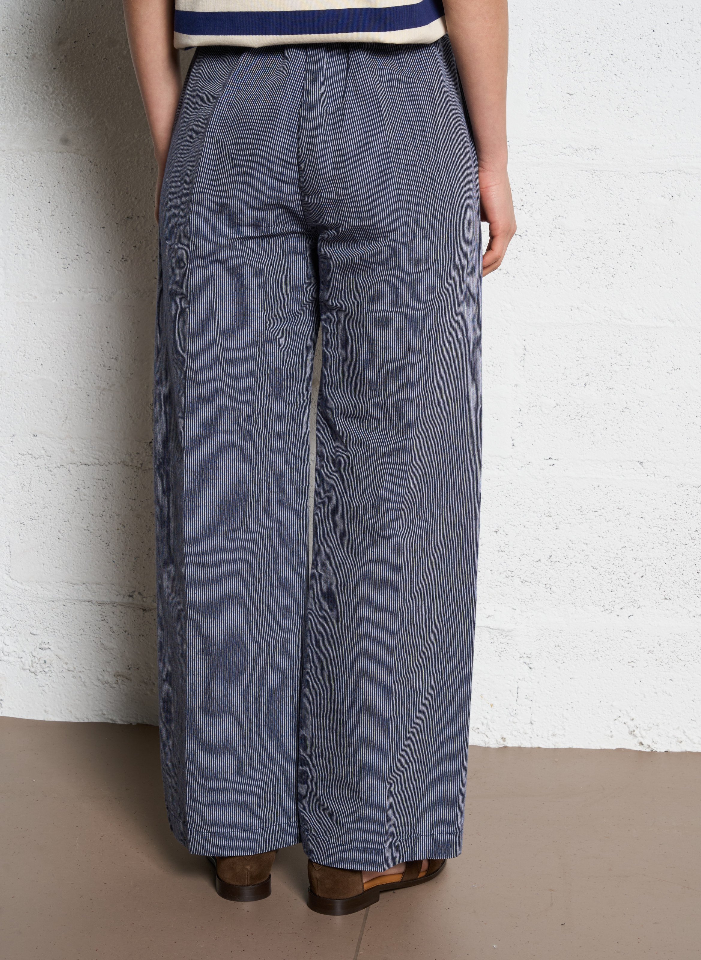 Wide-leg linen-blend pants DIEGA Blue