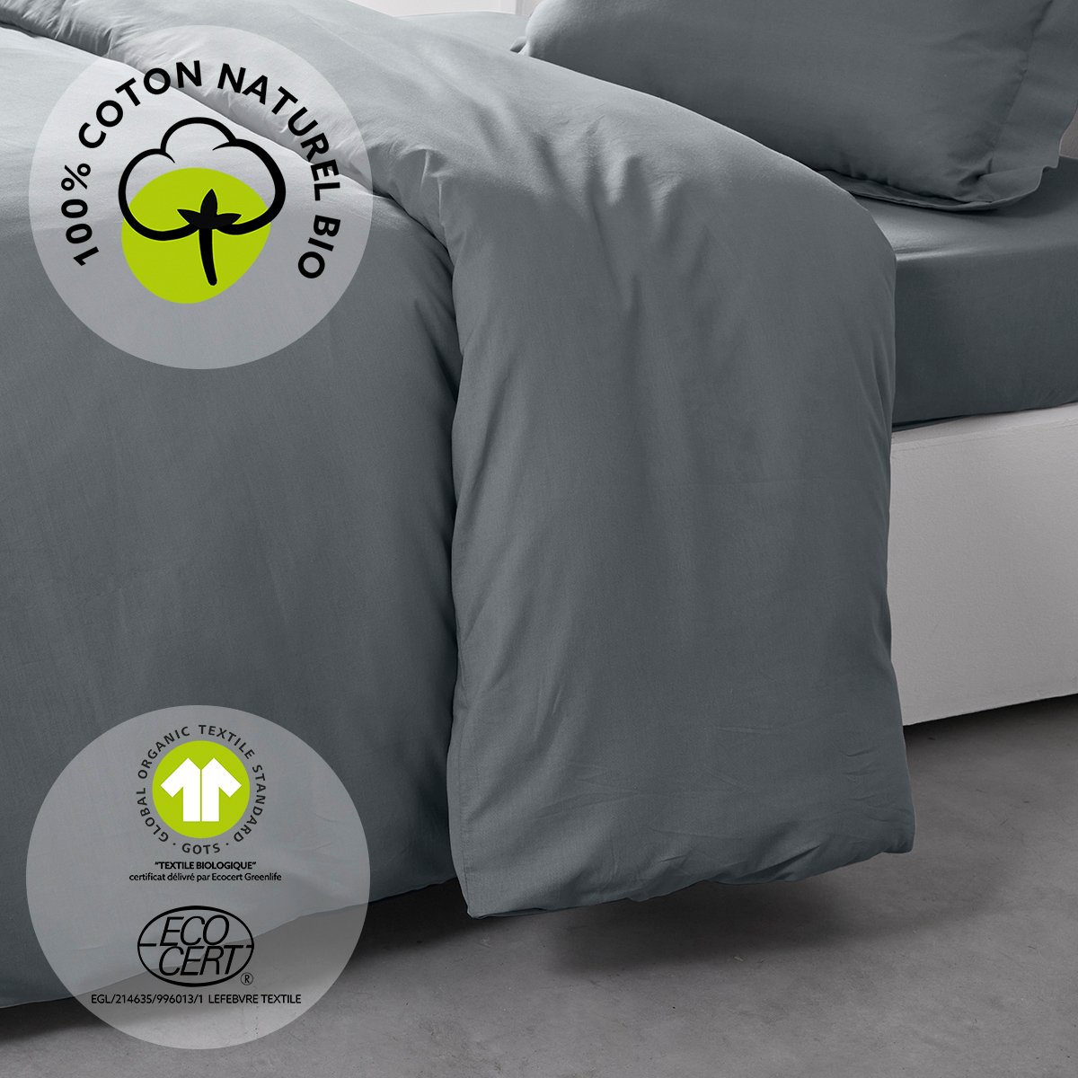 Cotton duvet cover TODAY LINGE DE MAISON Grey