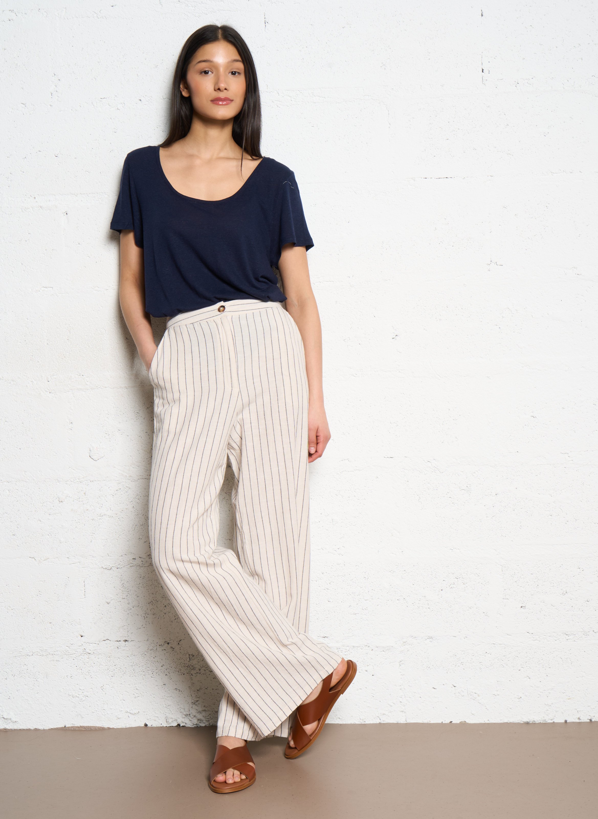 Norton printed straight trousers LA PETITE ETOILE Stripes