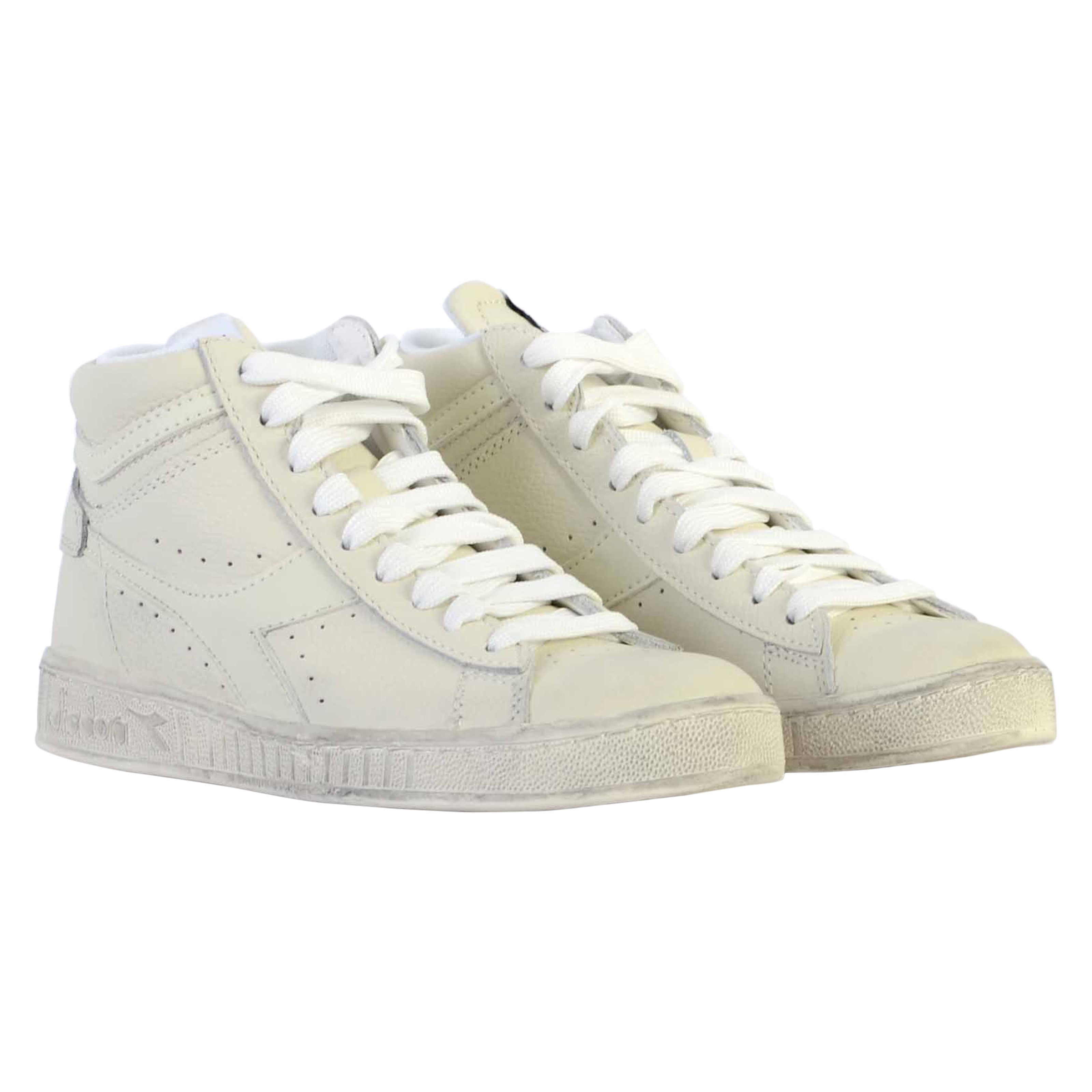 Lace-up leather sneakers game l high waxed DIADORA White