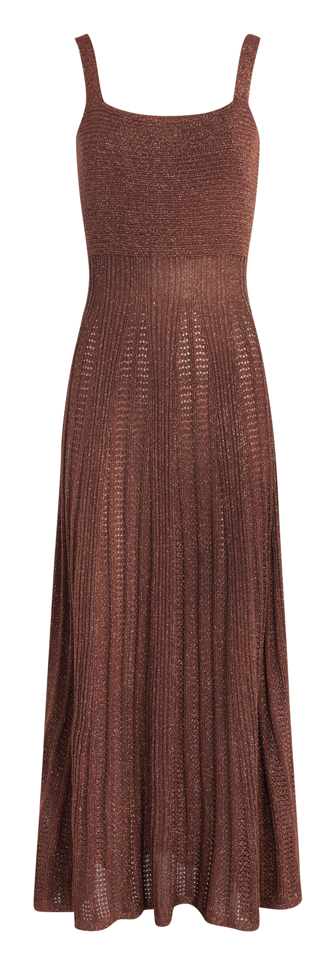 Long square-neck dress Brown
