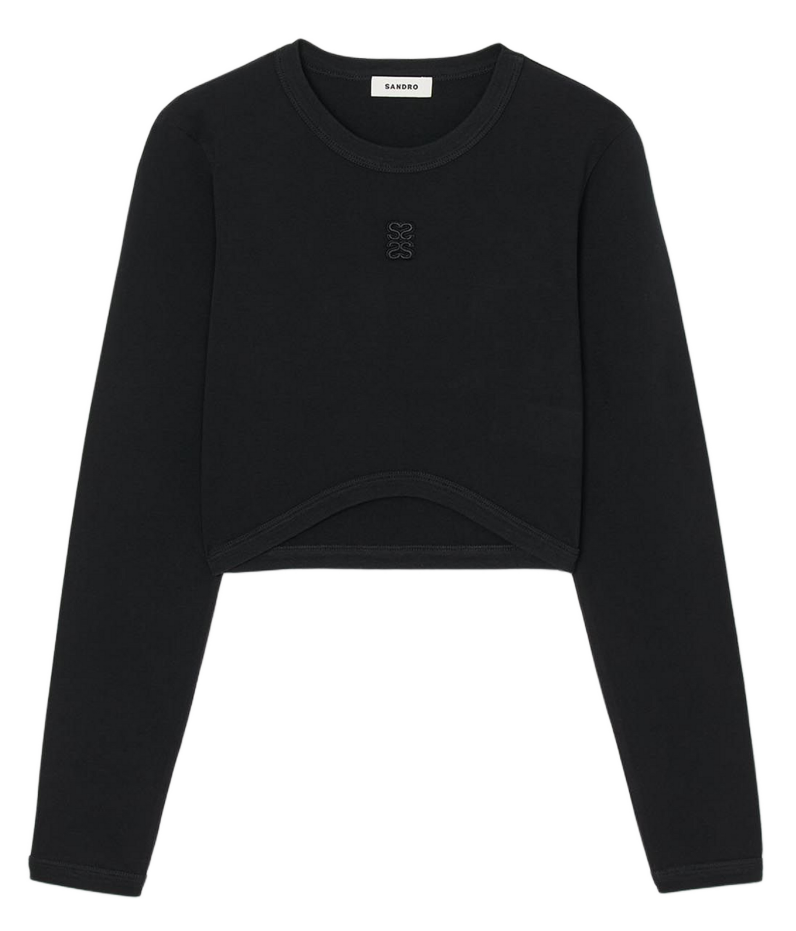 Pull col rond en coton mélangé SANDRO Noir