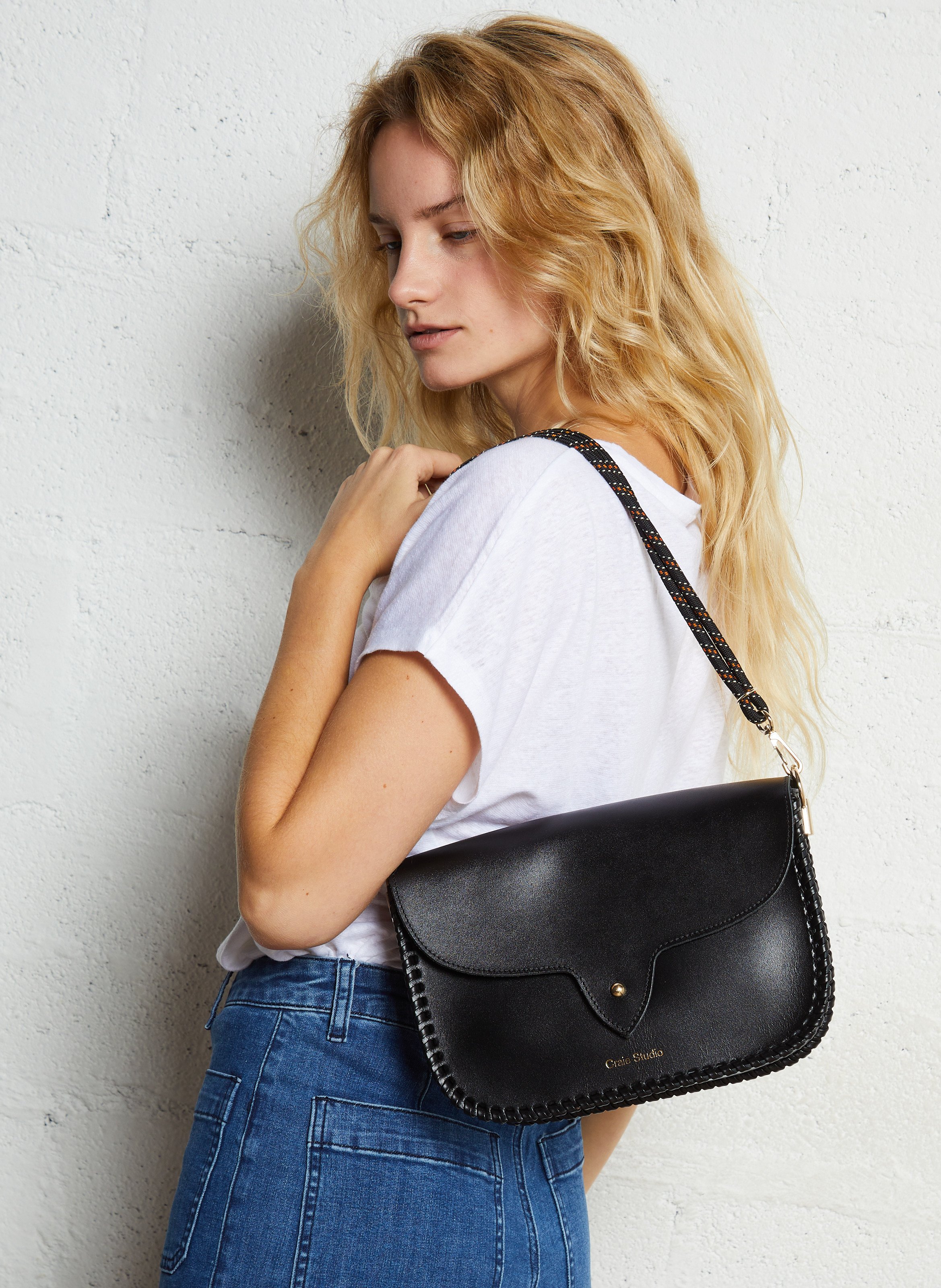 Sac bandoulière en cuir CRAIE STUDIO Noir