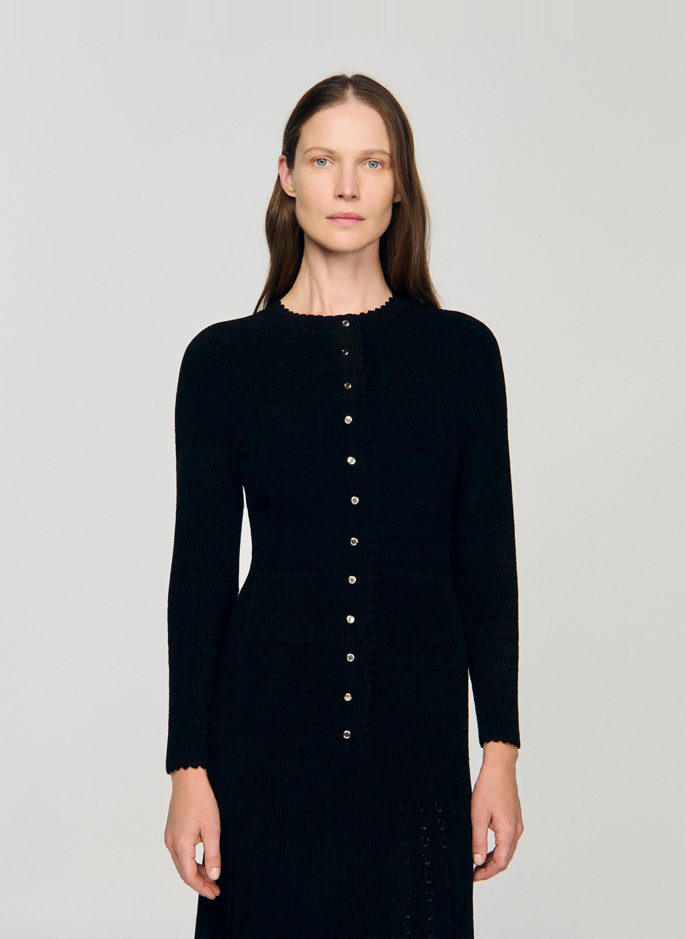 Halflange jurk met ronde hals SANDRO Zwart