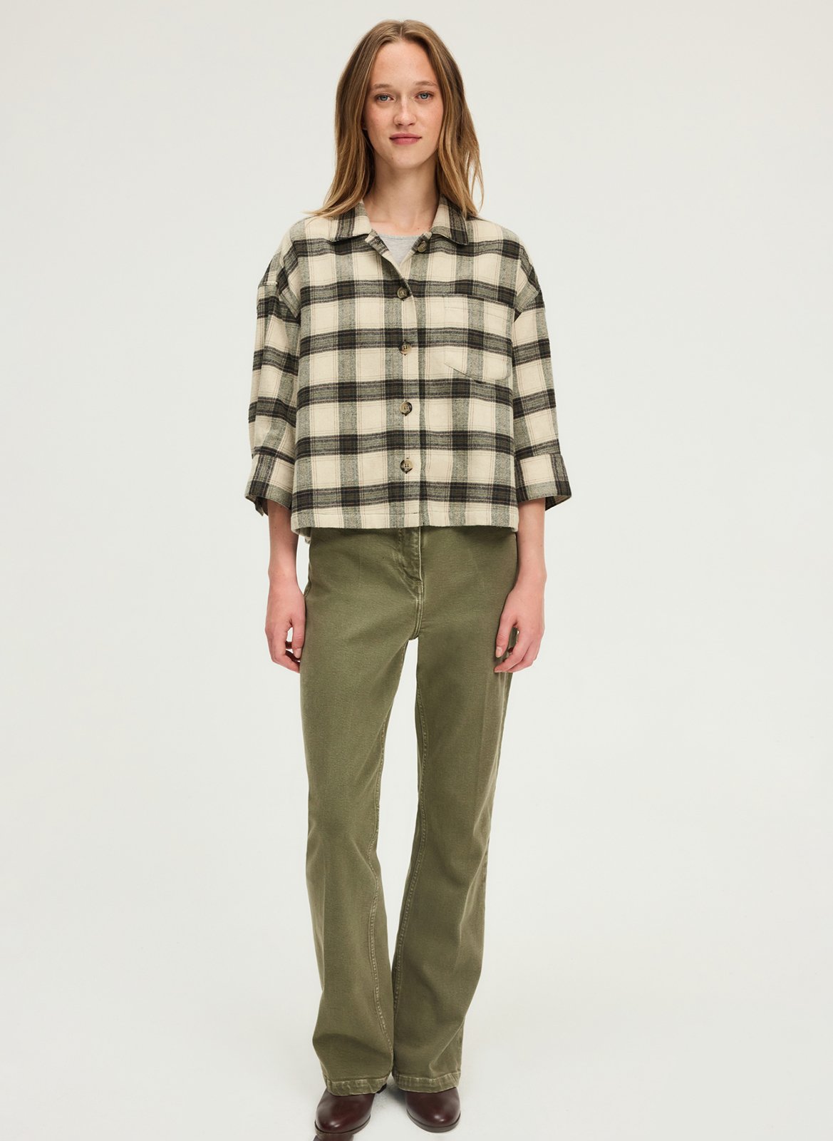 Oversized checked shirt PABLO Khaki