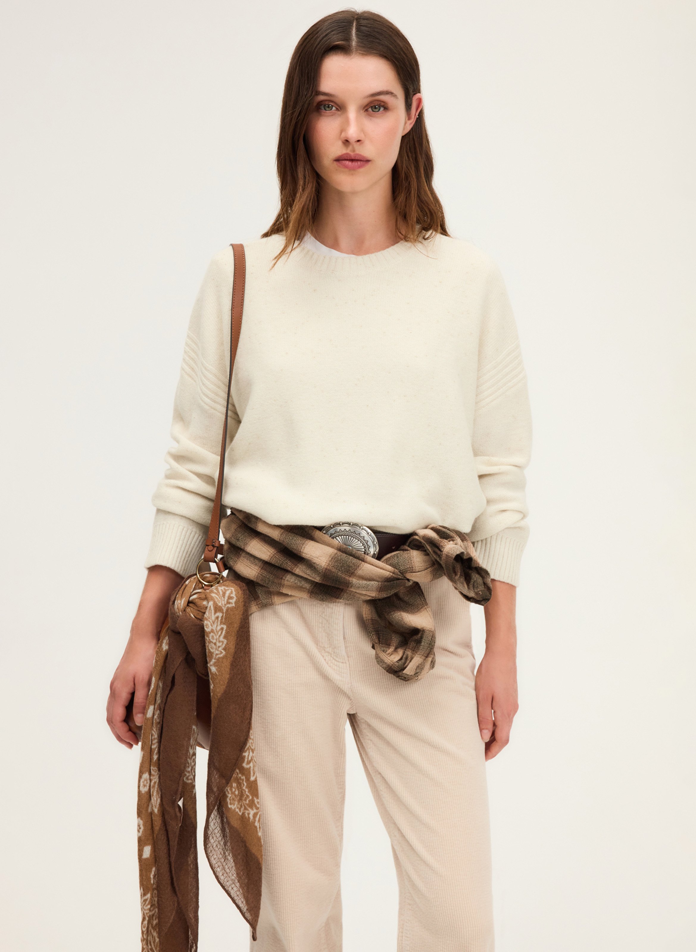 Round-neck wool- and cashmere-blend sweater PABLO Beige