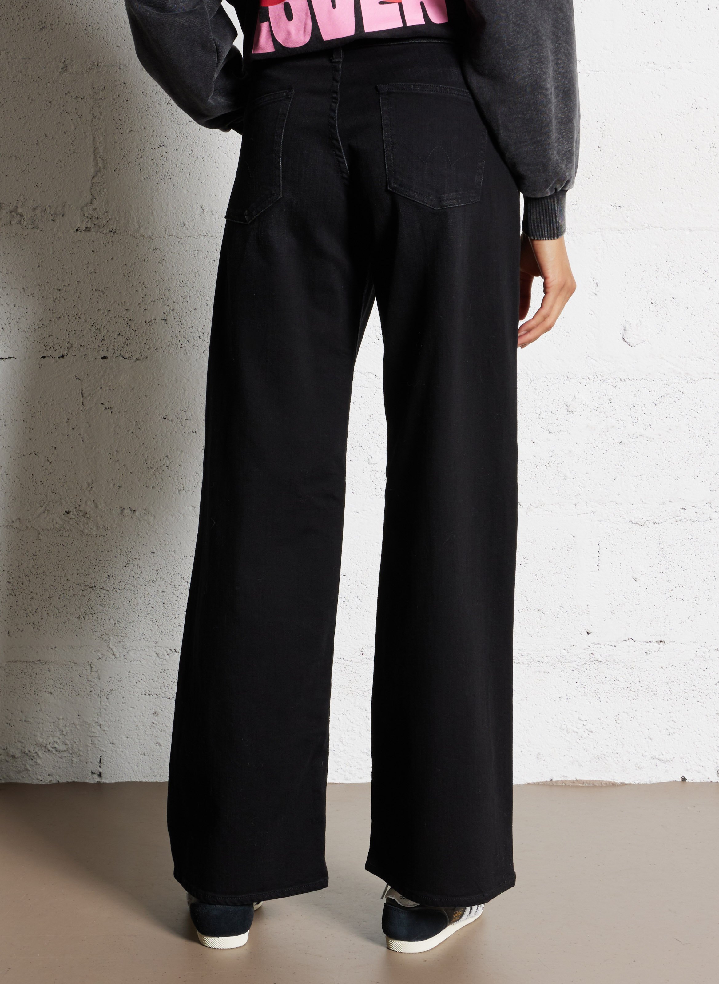 Jean évasé en coton mélangé LE TEMPS DES CERISES Noir