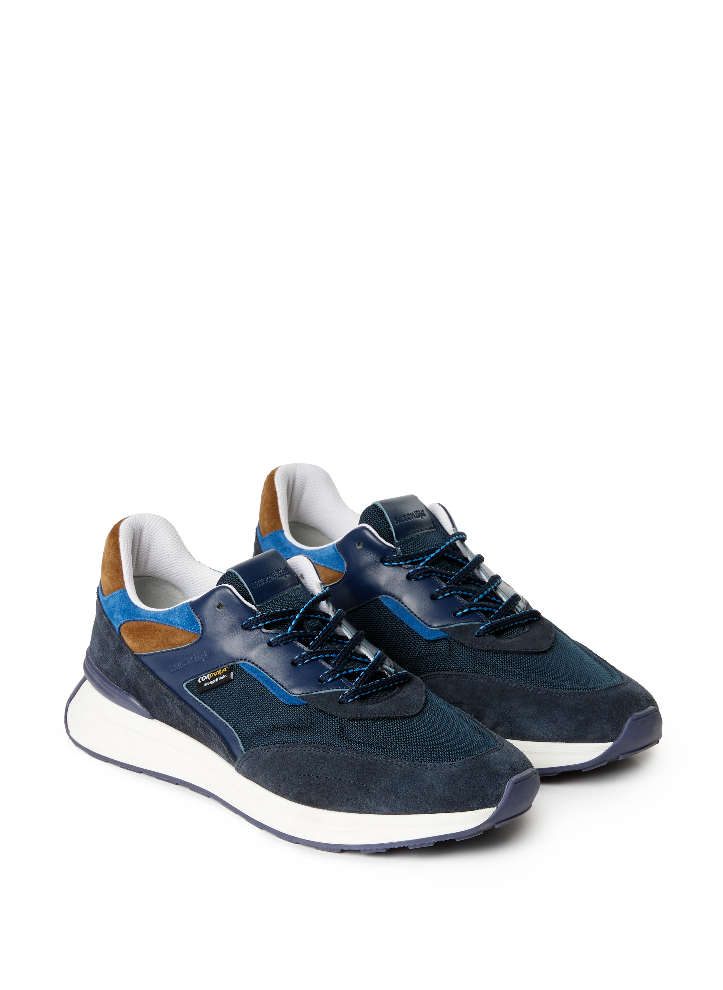 Low-top dual-material sneakers SAISON 1865 Blue