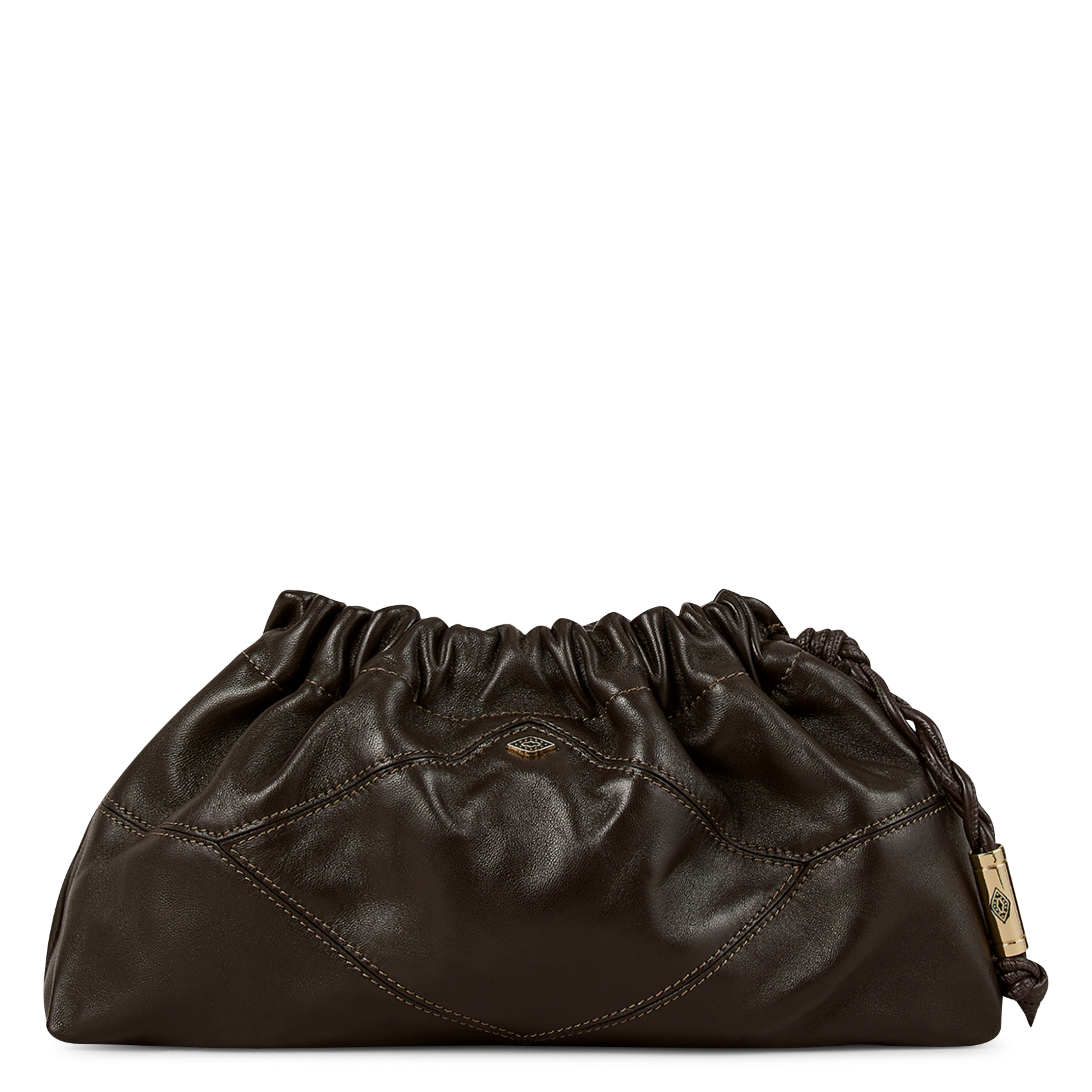 Sac à main froncé à chaîne en cuir BA&SH Marron