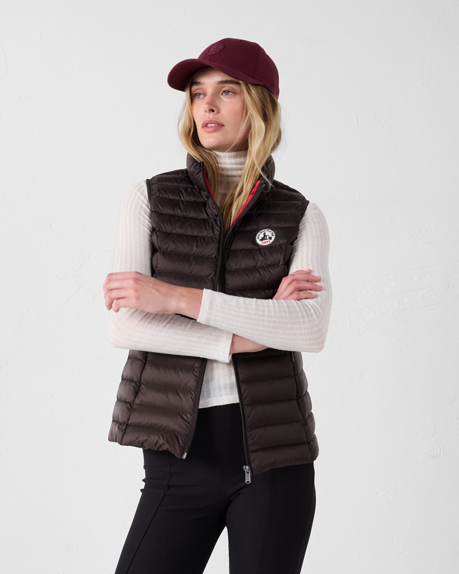 Black Sedal Sleeveless Lightweight Puffer Jacket JOTT Brown