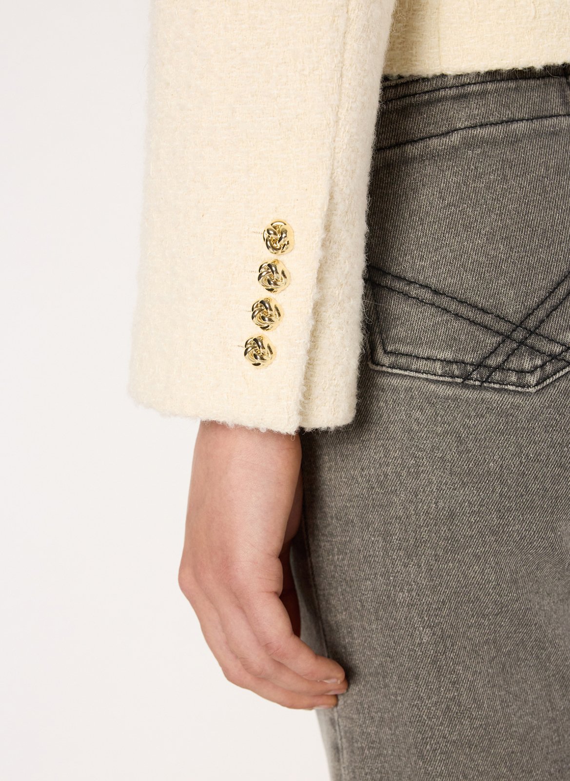 Veste courte en tweed uni GERARD DAREL Beige