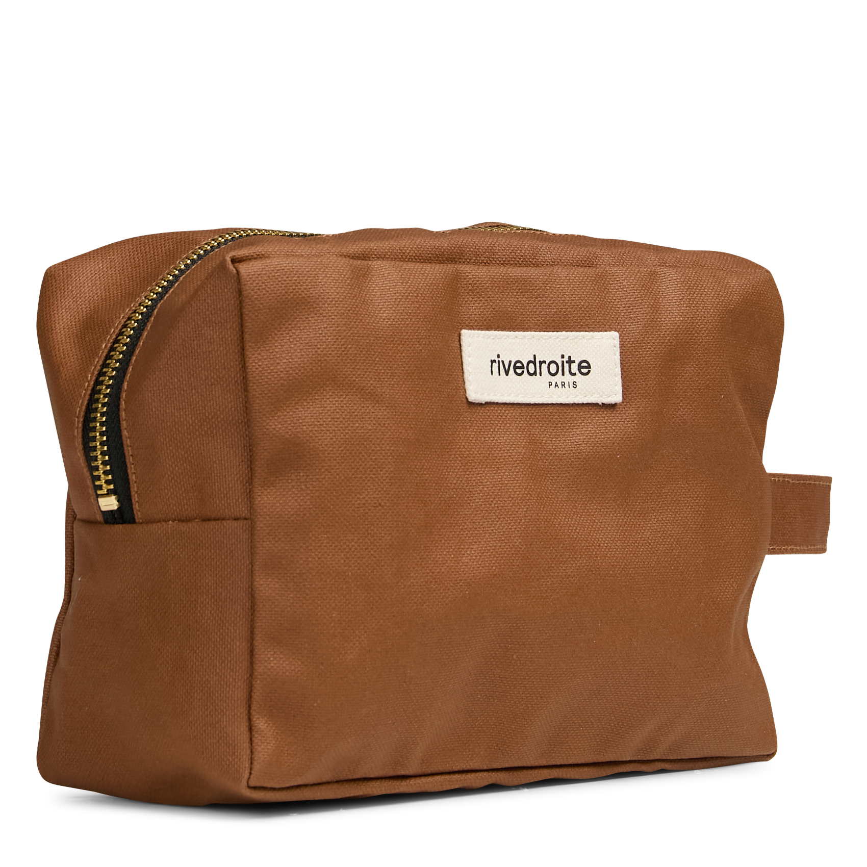 Grande trousse en coton recyclé RIVEDROITE PARIS Marron